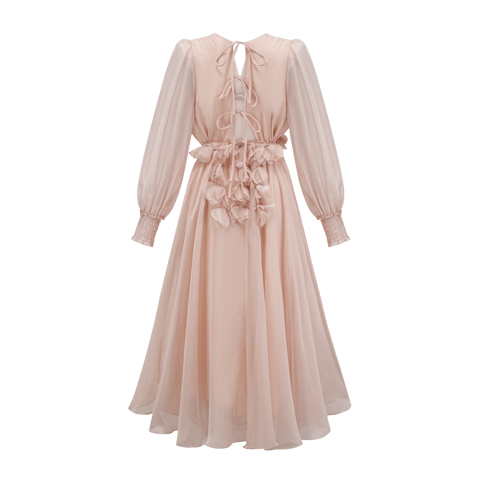 فستان لوسي متوسط الطول مزين بنقشة زهور صناعية