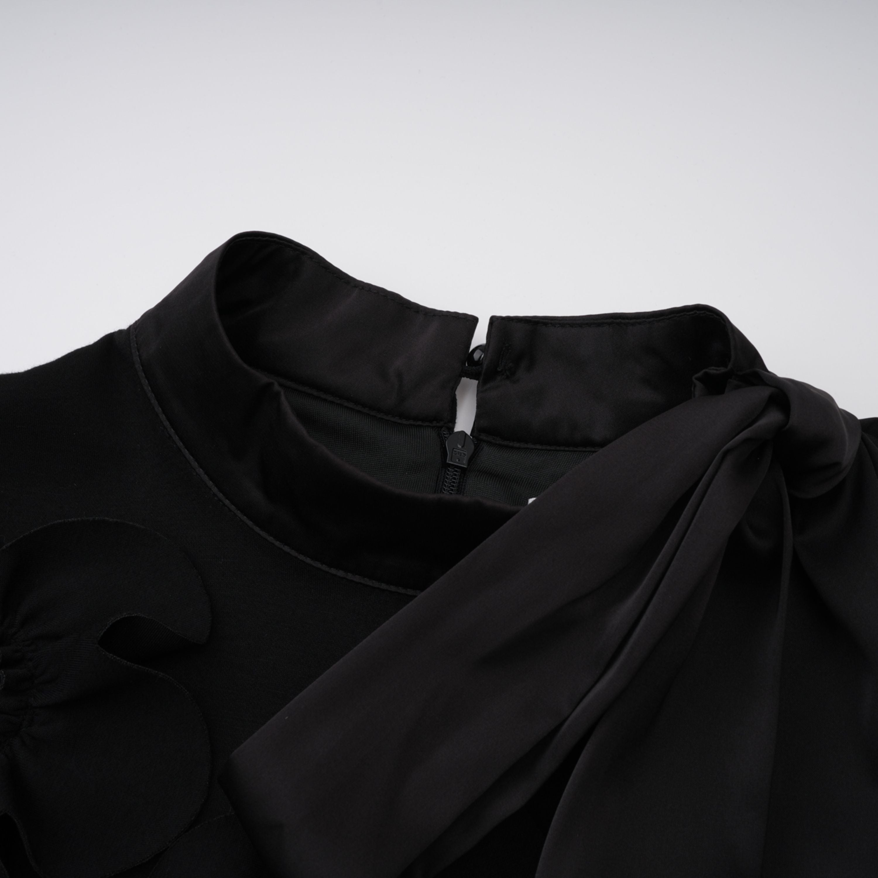 Isidora Black Bowknot Floral Appliqué Maxi Dress