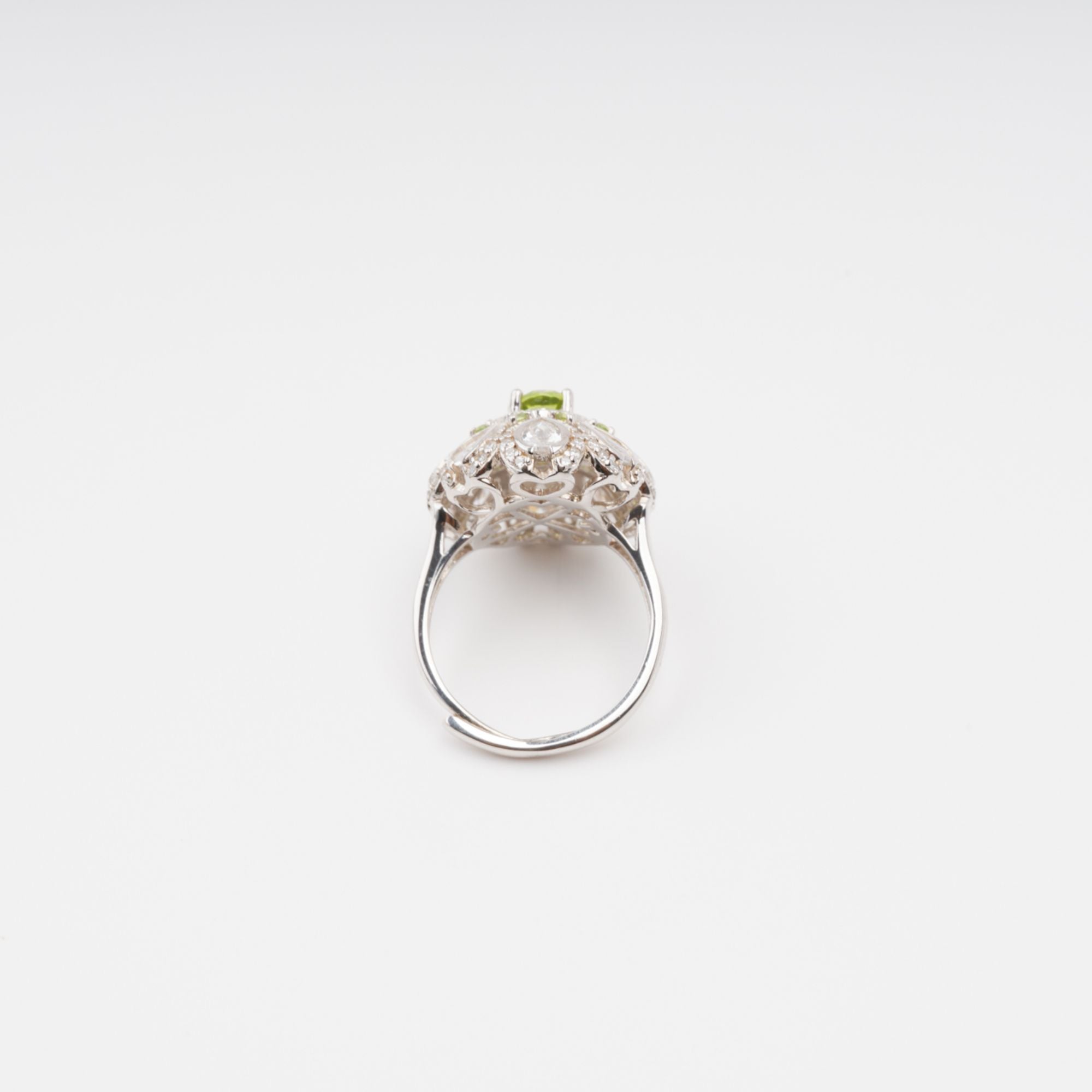 خاتم Joyau من الفضة الإسترلينية مرصع بأحجار كريمة بيضاوية خضراء زيتونية