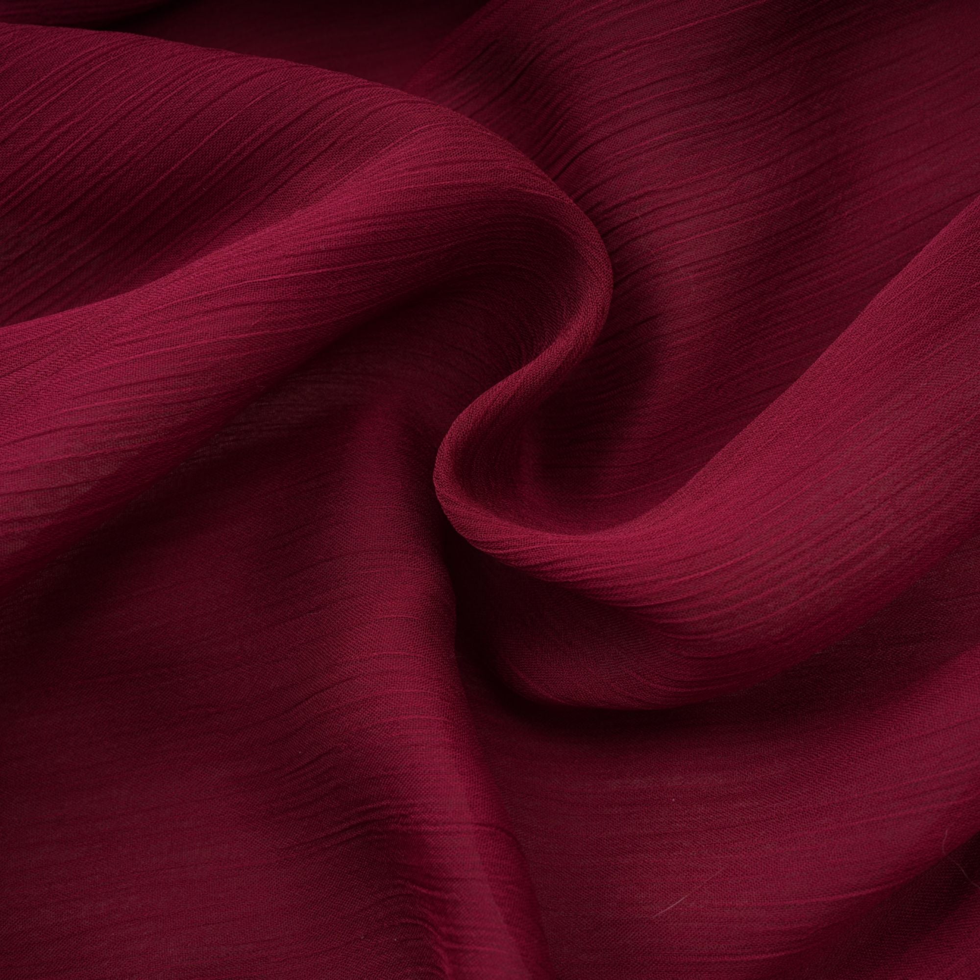 فستان تيّا المصغر ذو الأكمام غير المتماثلة والمكشكشة باللون بورغوندي