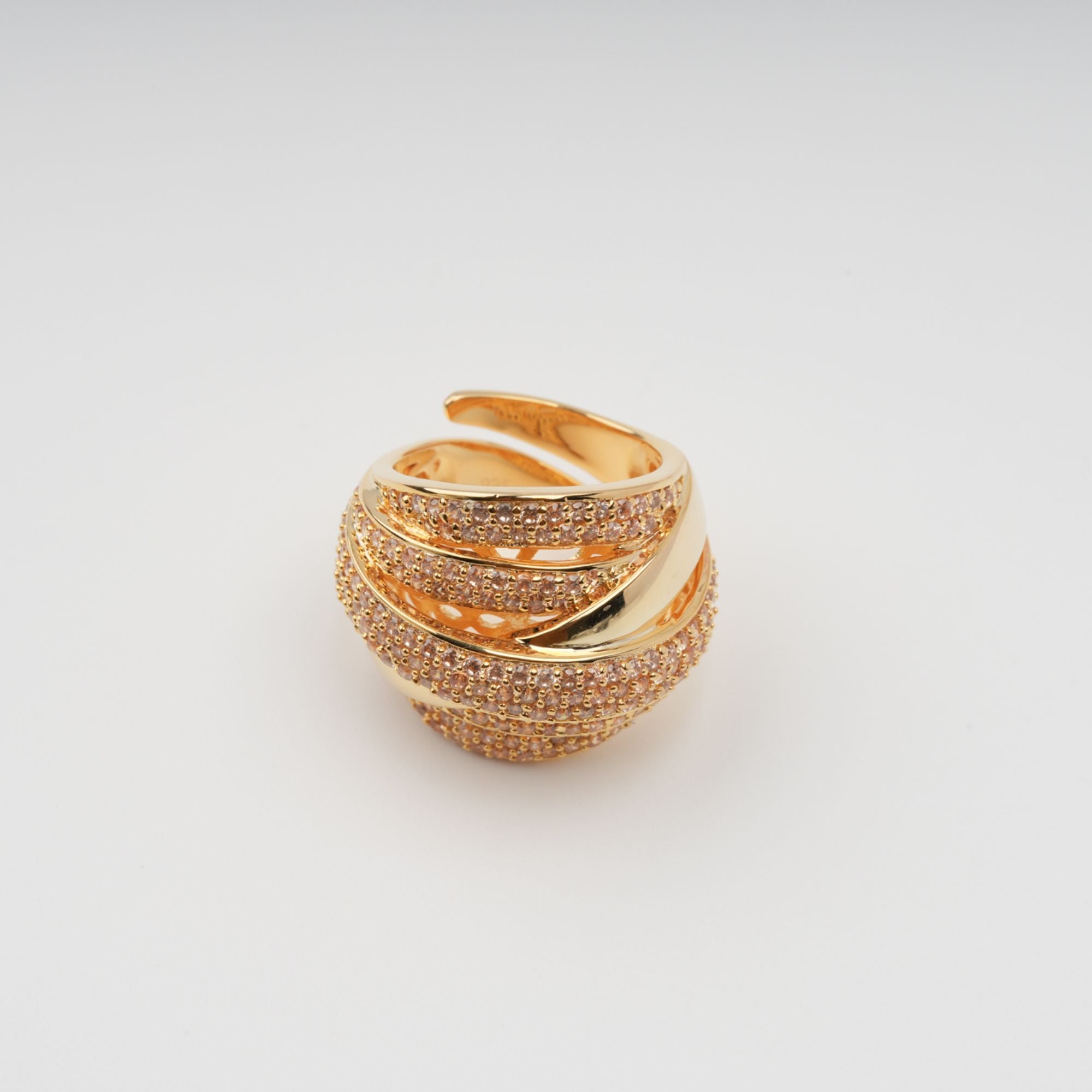 خاتم إنجم الذهبي متعدد الأشرطة قابل للتعديل من الفضة