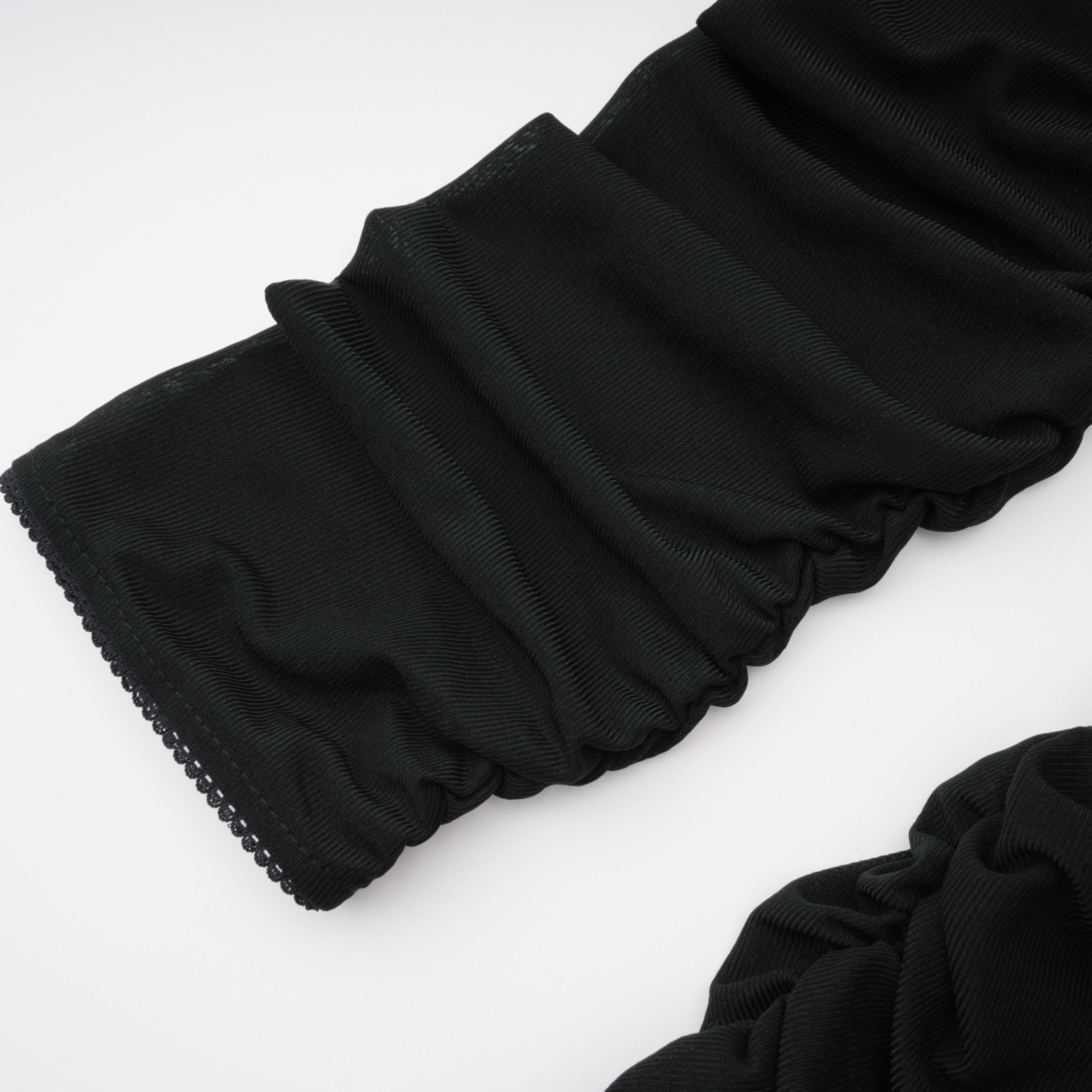 Greta Black Ruched Sheer Mesh Maxi Dress