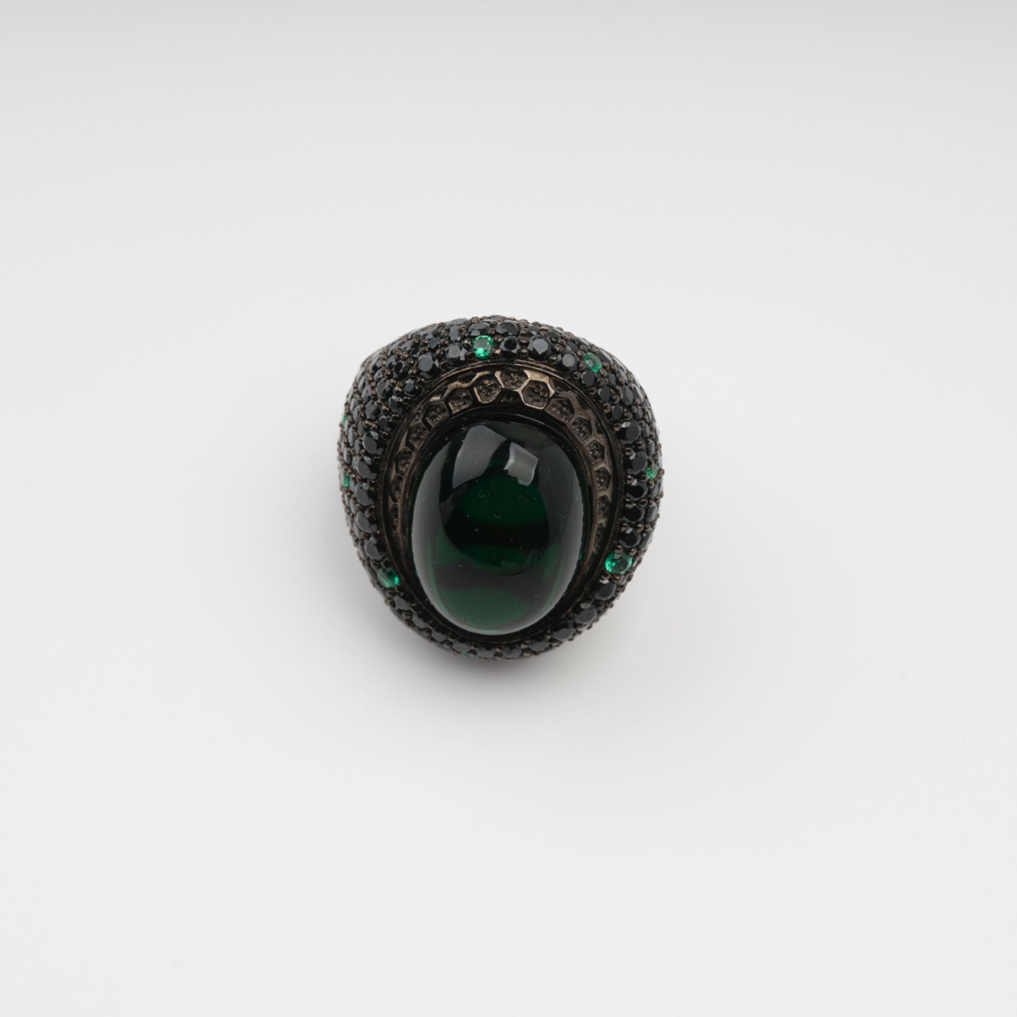 Soupir – Schwarzer, klobiger, ovaler Sterlingsilberring