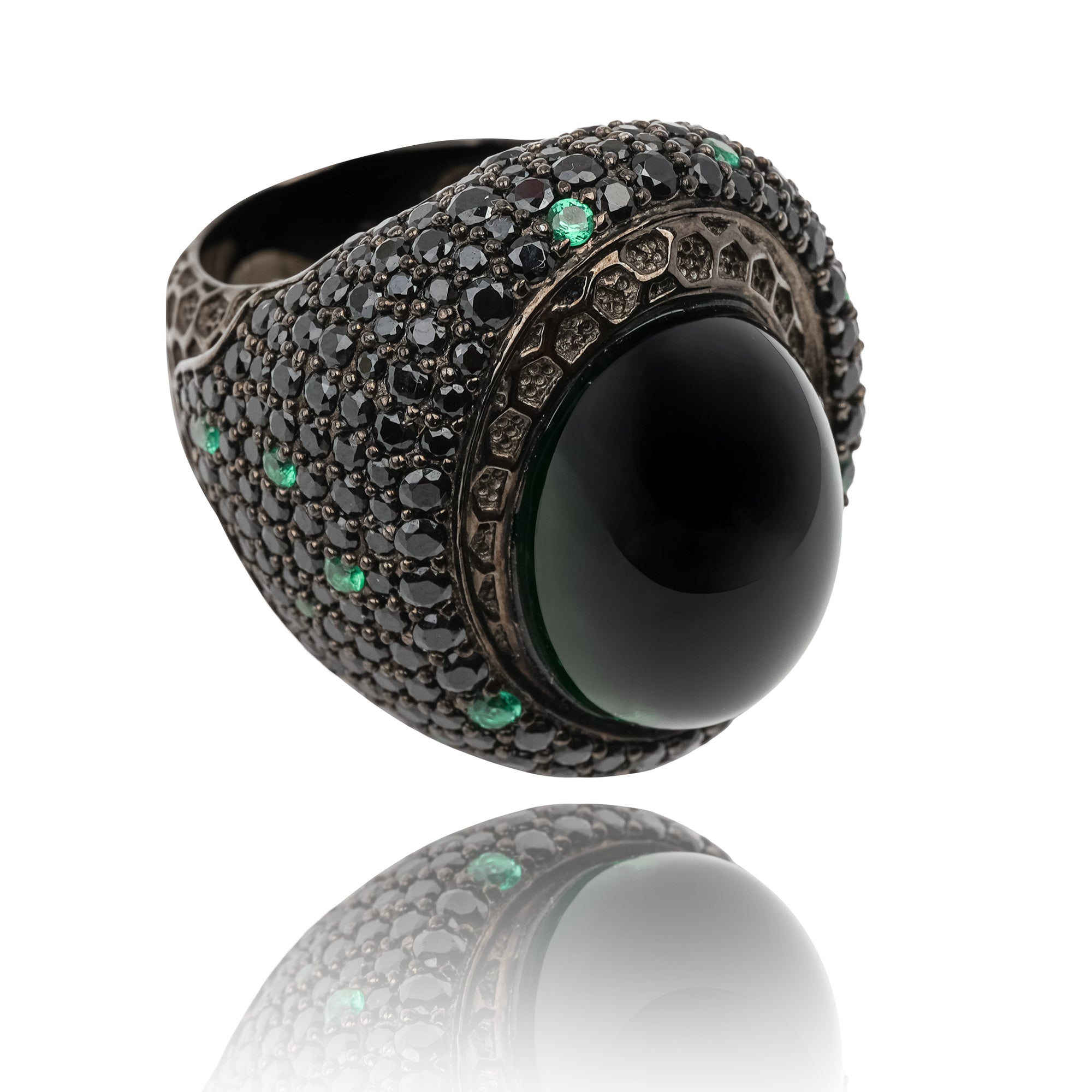 Soupir – Schwarzer, klobiger, ovaler Sterlingsilberring