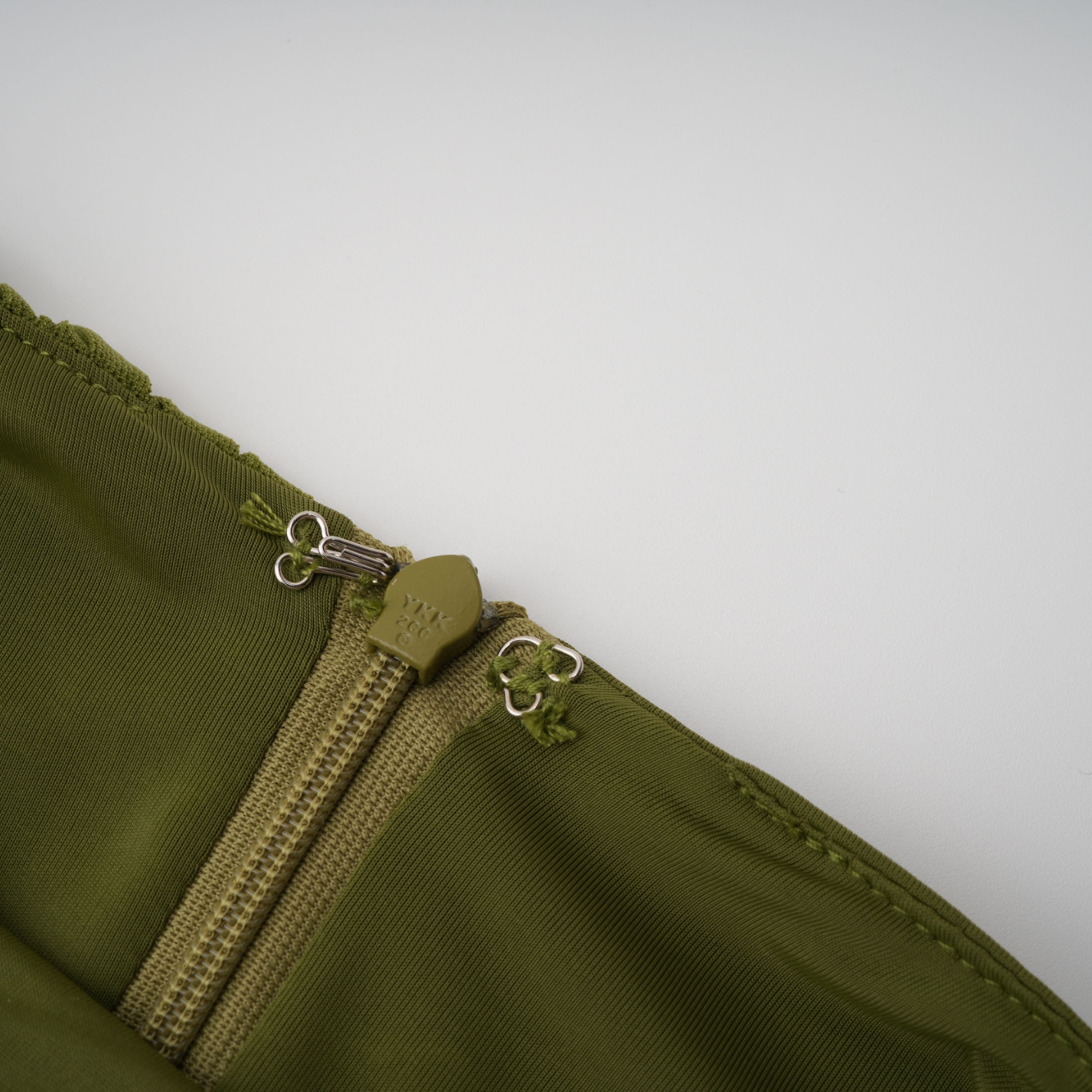 Emilia Green Asymmetrical Ribbon Draped Maxi Dress