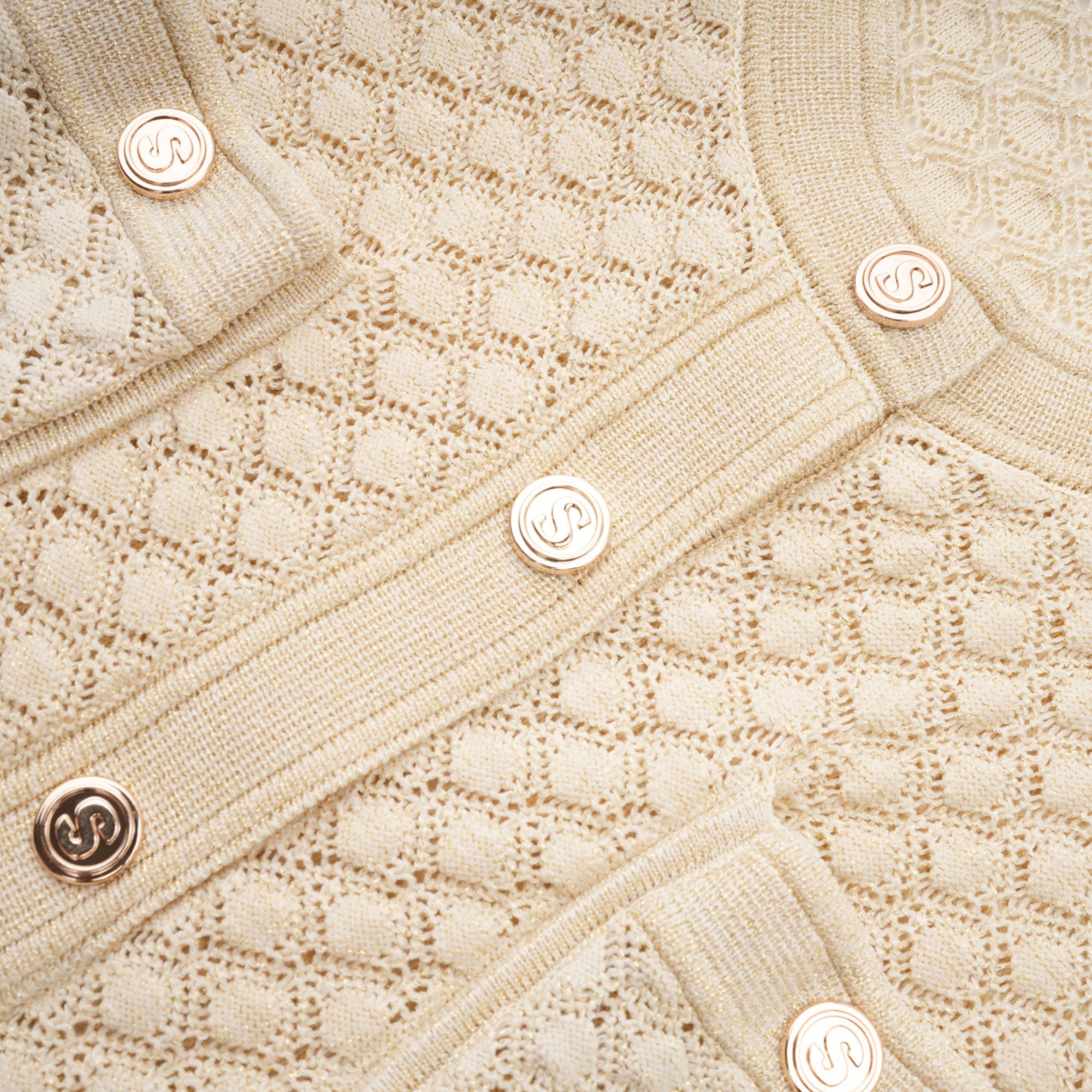 Élodie knitted long-sleeve midi dress in Neutrals