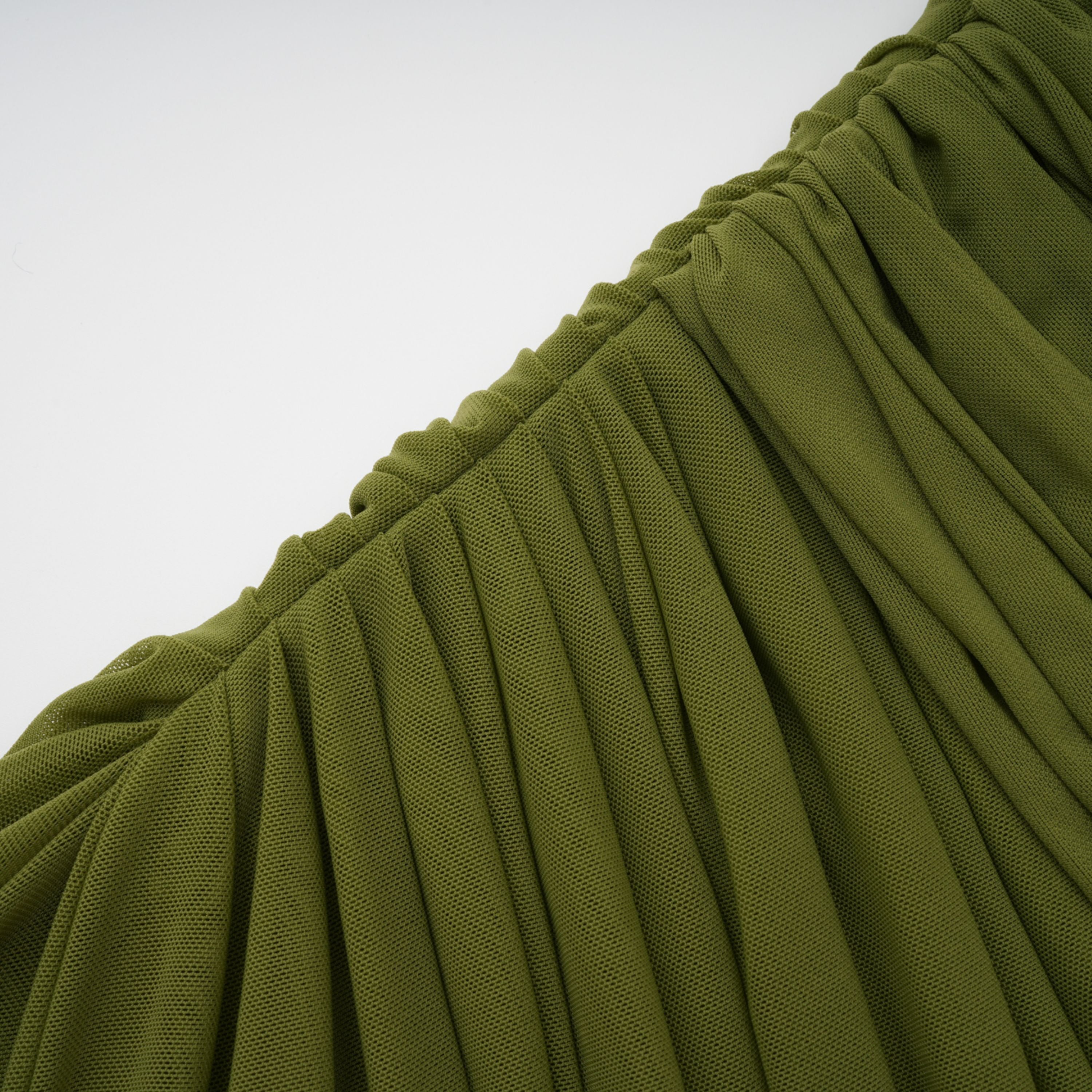Emilia Green Asymmetrical Ribbon Draped Maxi Dress