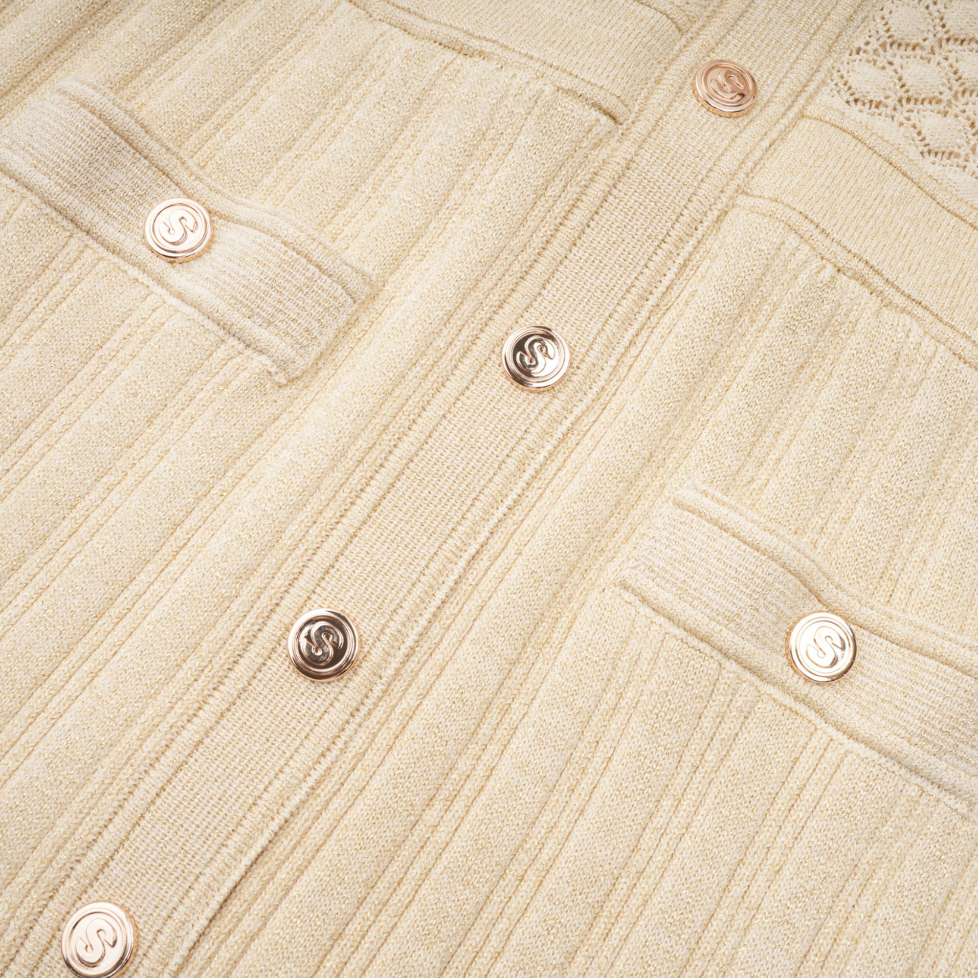 Élodie knitted long-sleeve midi dress in Neutrals