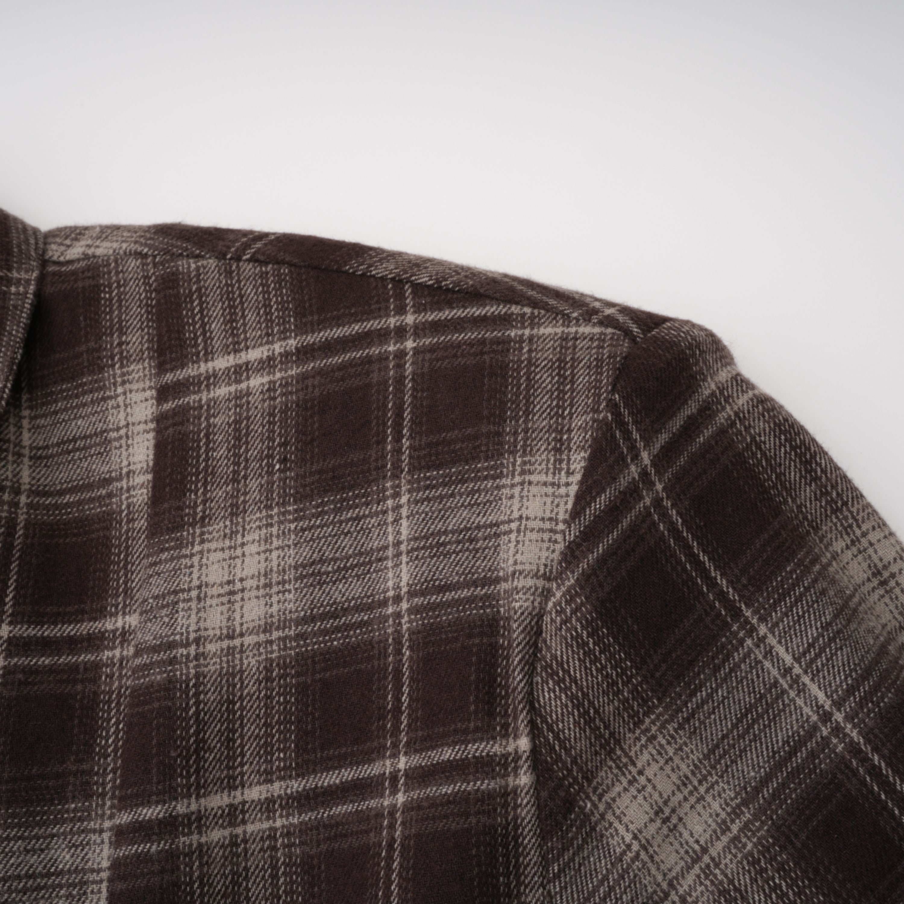 Amber Brown Plaid Tailored Cutout Blouse