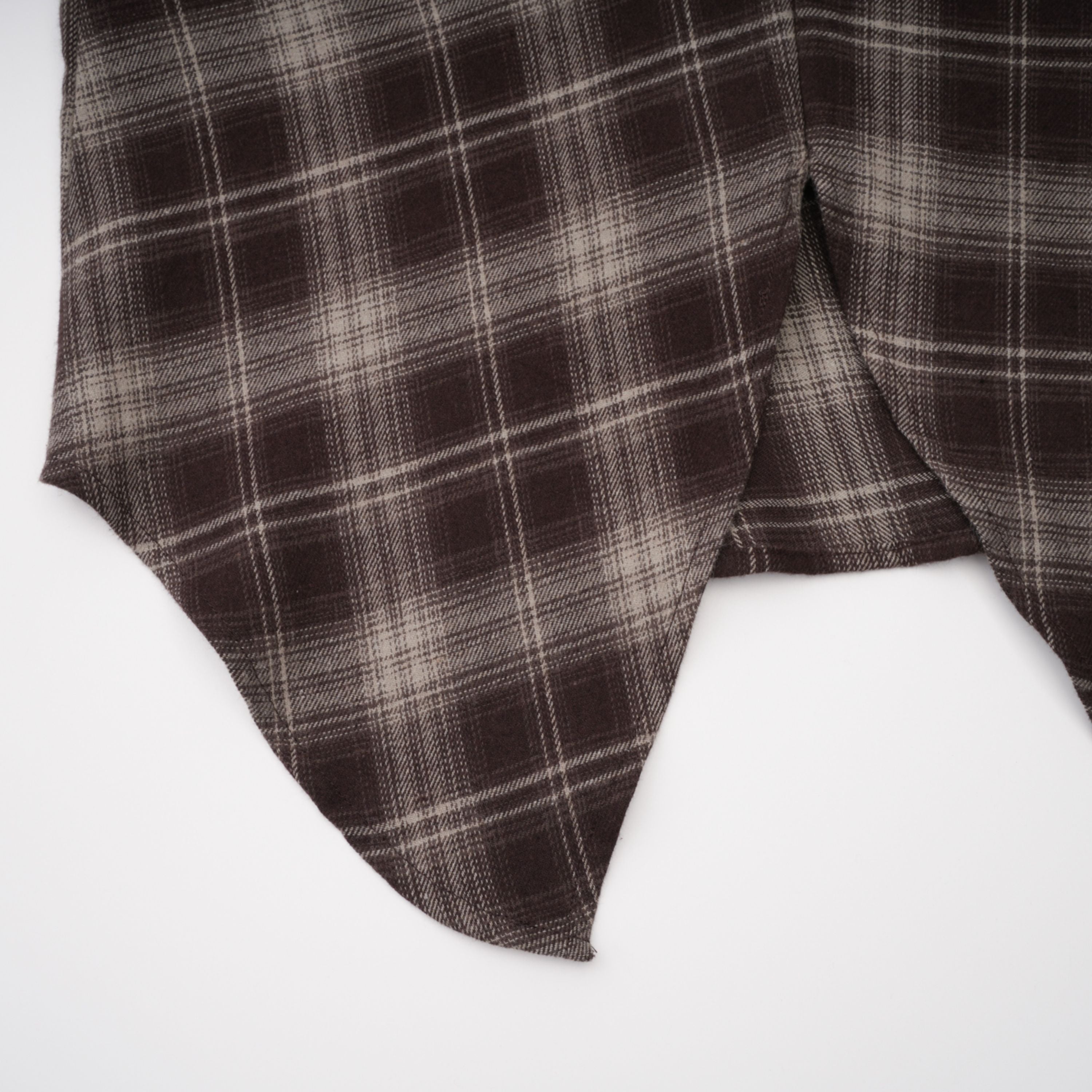 Amber Brown Plaid Tailored Cutout Blouse