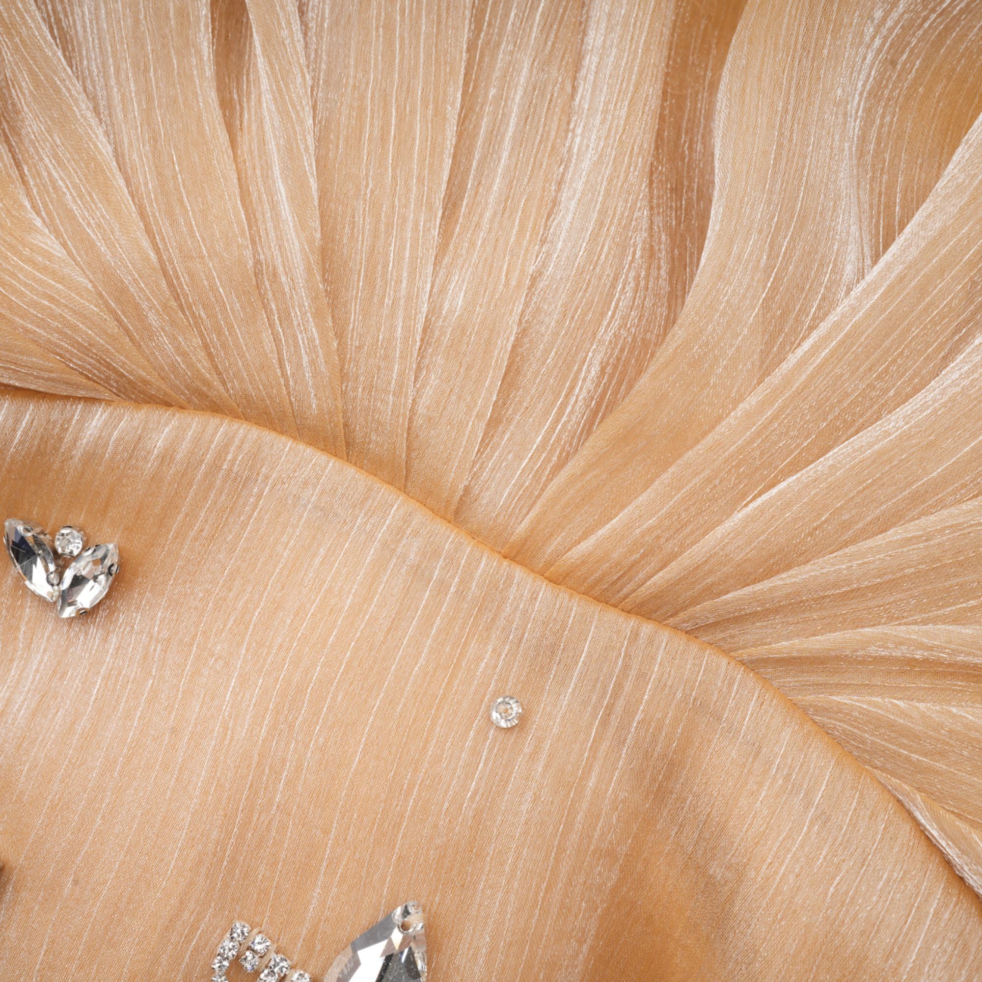 Adelina gold crystal-embellished panelled mini dress