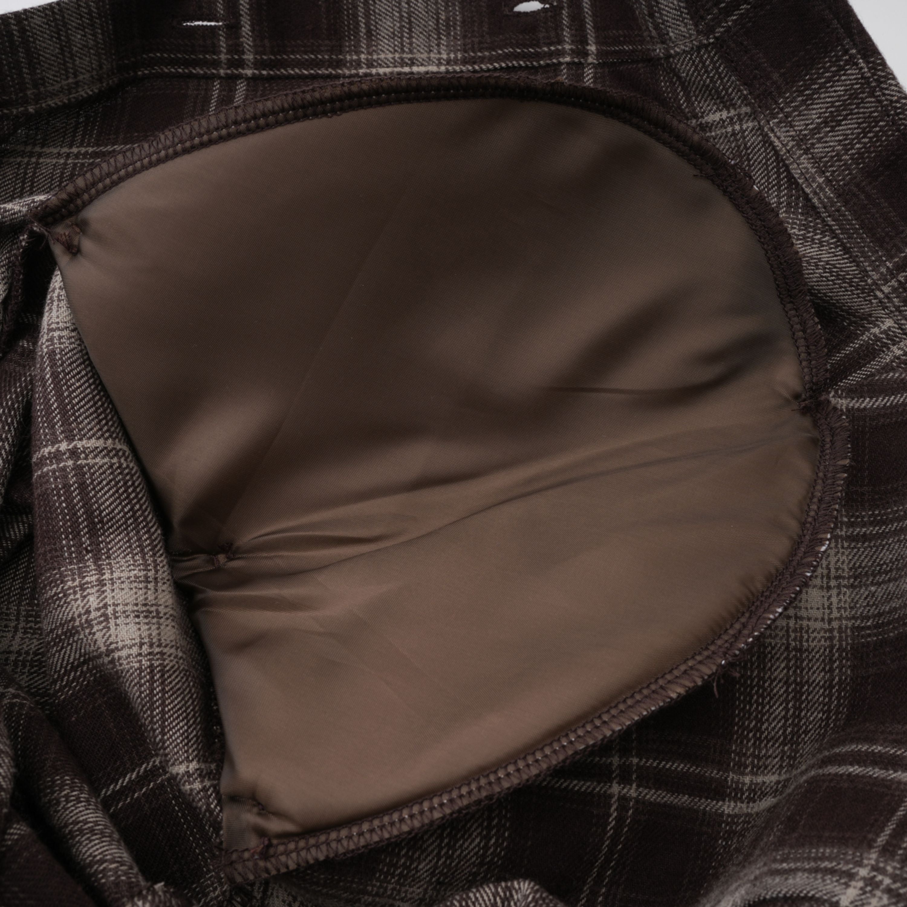 Amber Brown Plaid Tailored Cutout Blouse