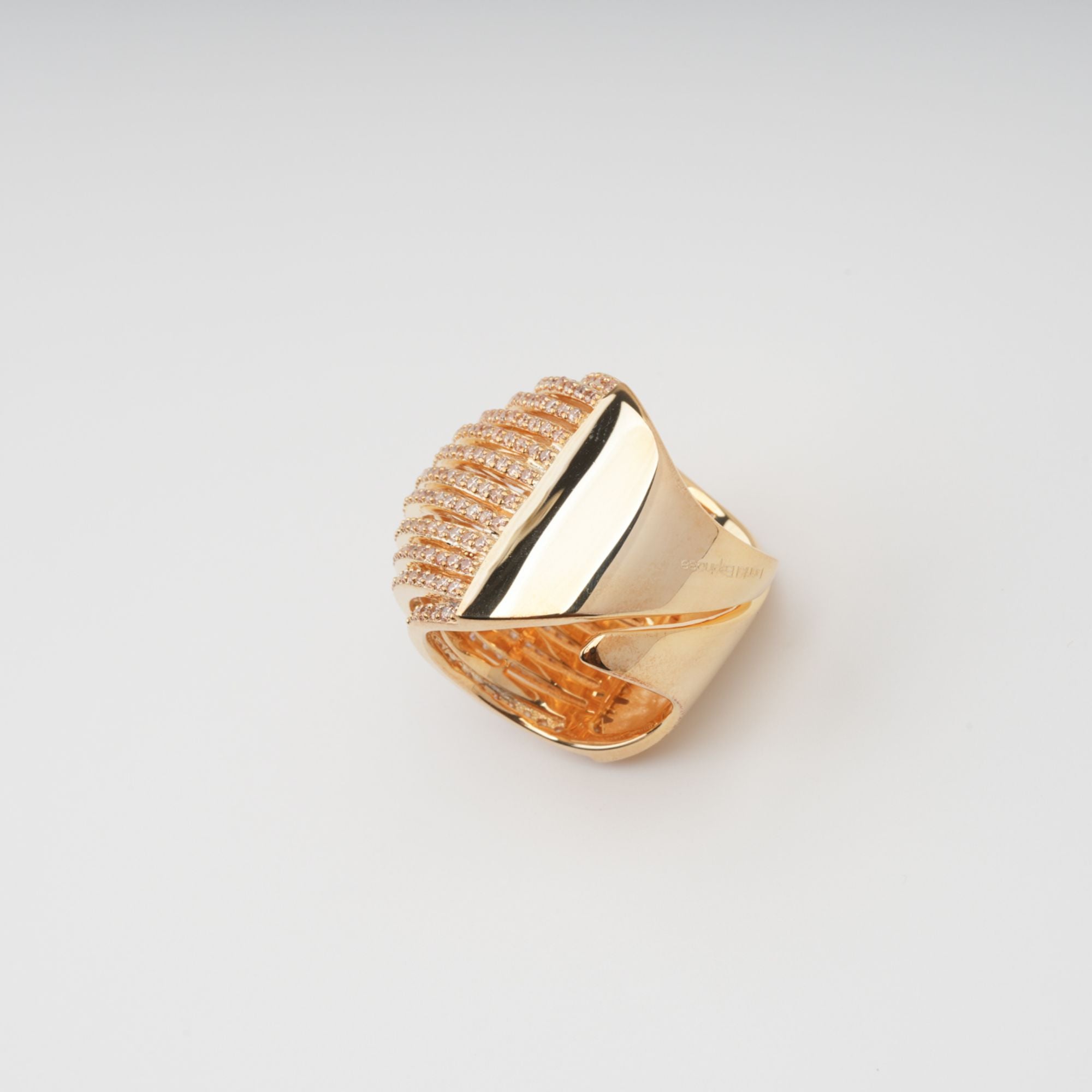 خاتم سوبرير من الفضة الإسترلينية متعدد الأشرطة قابل للتعديل باللون الذهبي