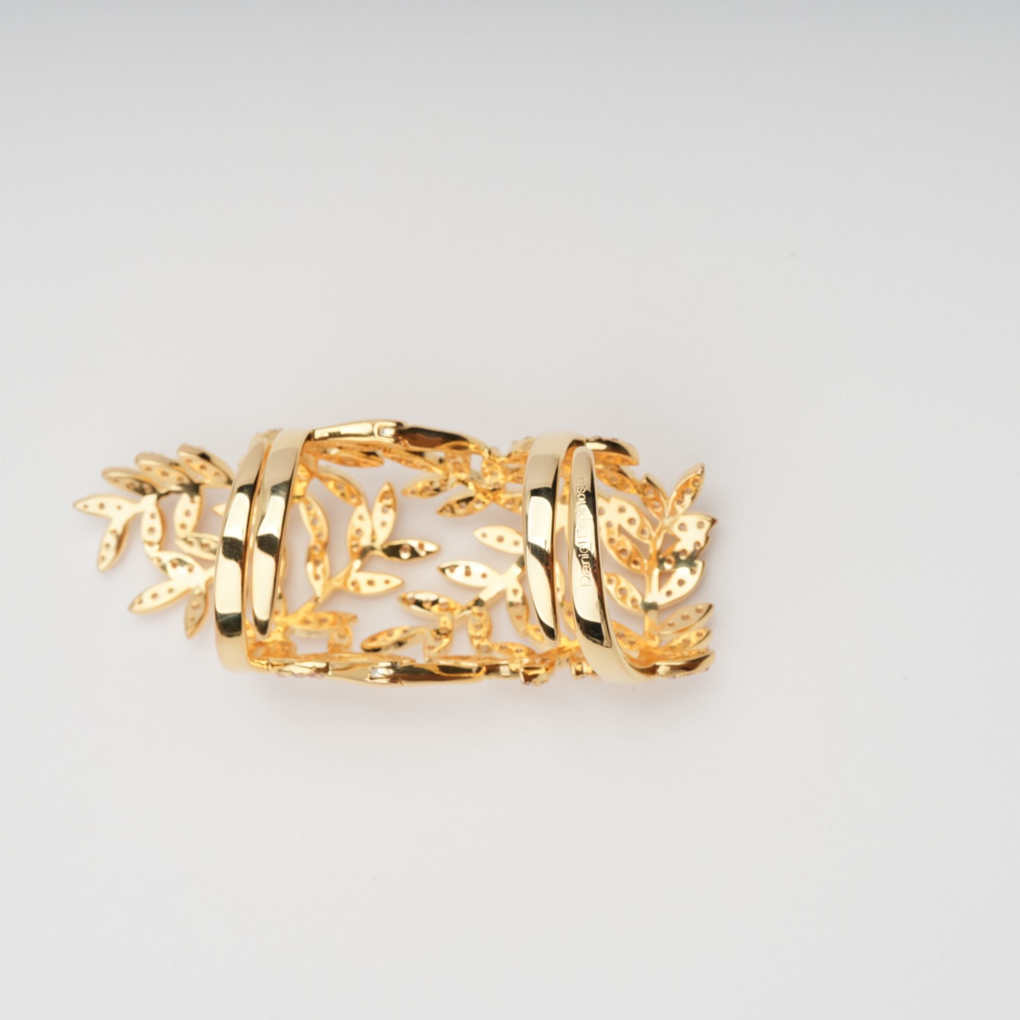 Glyphe – Verstellbarer Ring aus Sterlingsilber mit Palmenblättern in Gold