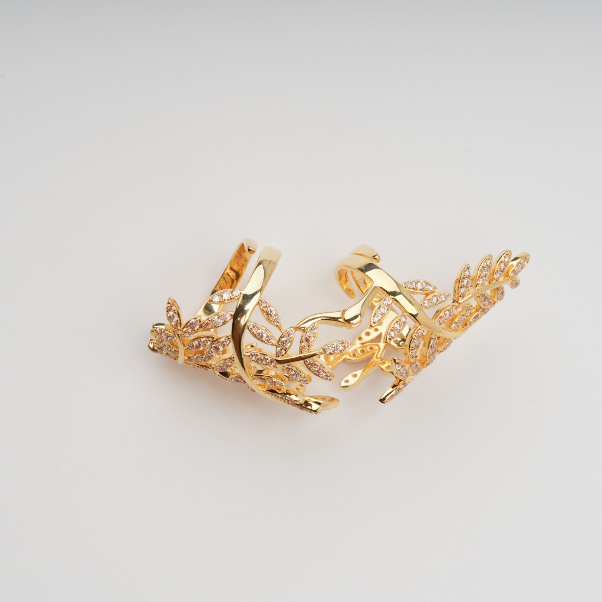 Glyphe – Verstellbarer Ring aus Sterlingsilber mit Palmenblättern in Gold