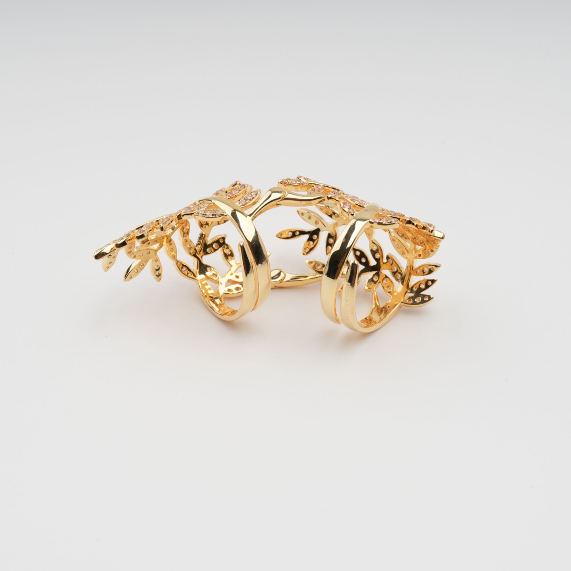 Glyphe – Verstellbarer Ring aus Sterlingsilber mit Palmenblättern in Gold