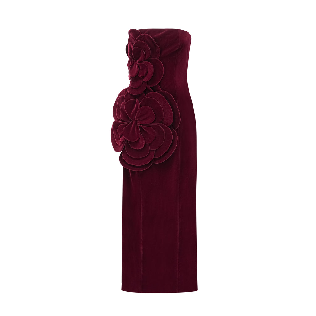 Alula | Red High-Neck Maxi Dress With Twist Detail
