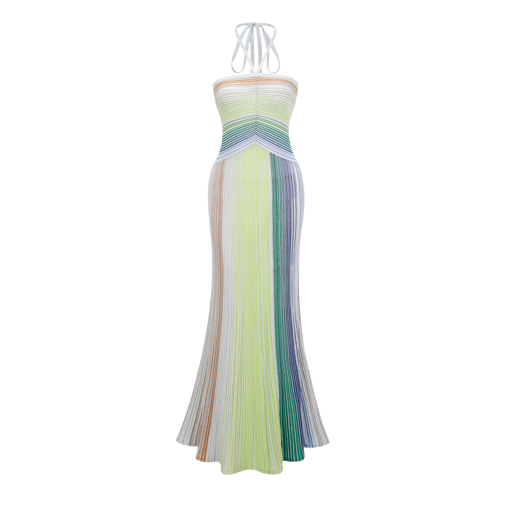Serelith Metallic Knit Backless Maxi Dress, S / Green