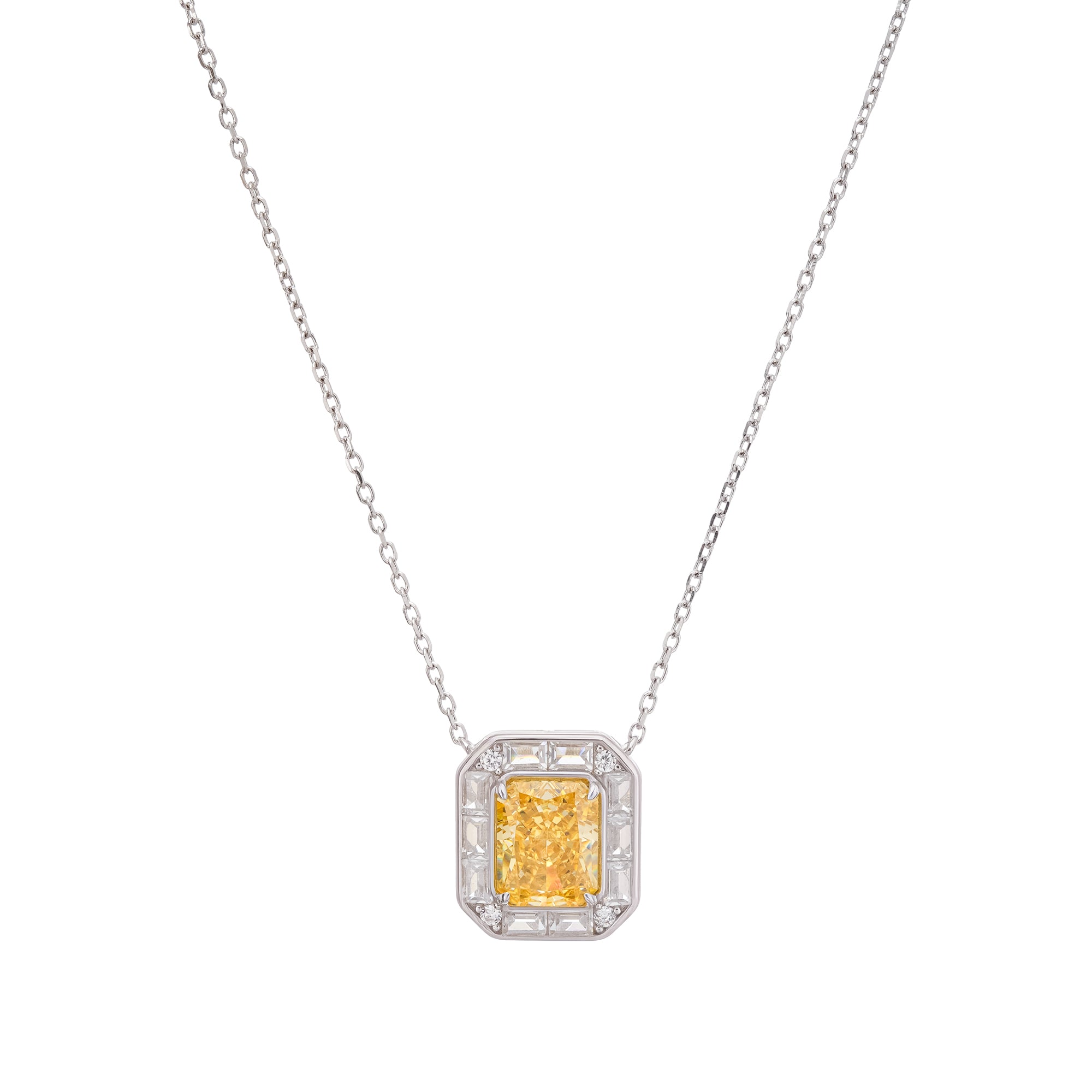 قلادة عينى من الفضة الاسترلينية مرصعة بأحجار كريمة مربعة صفراء