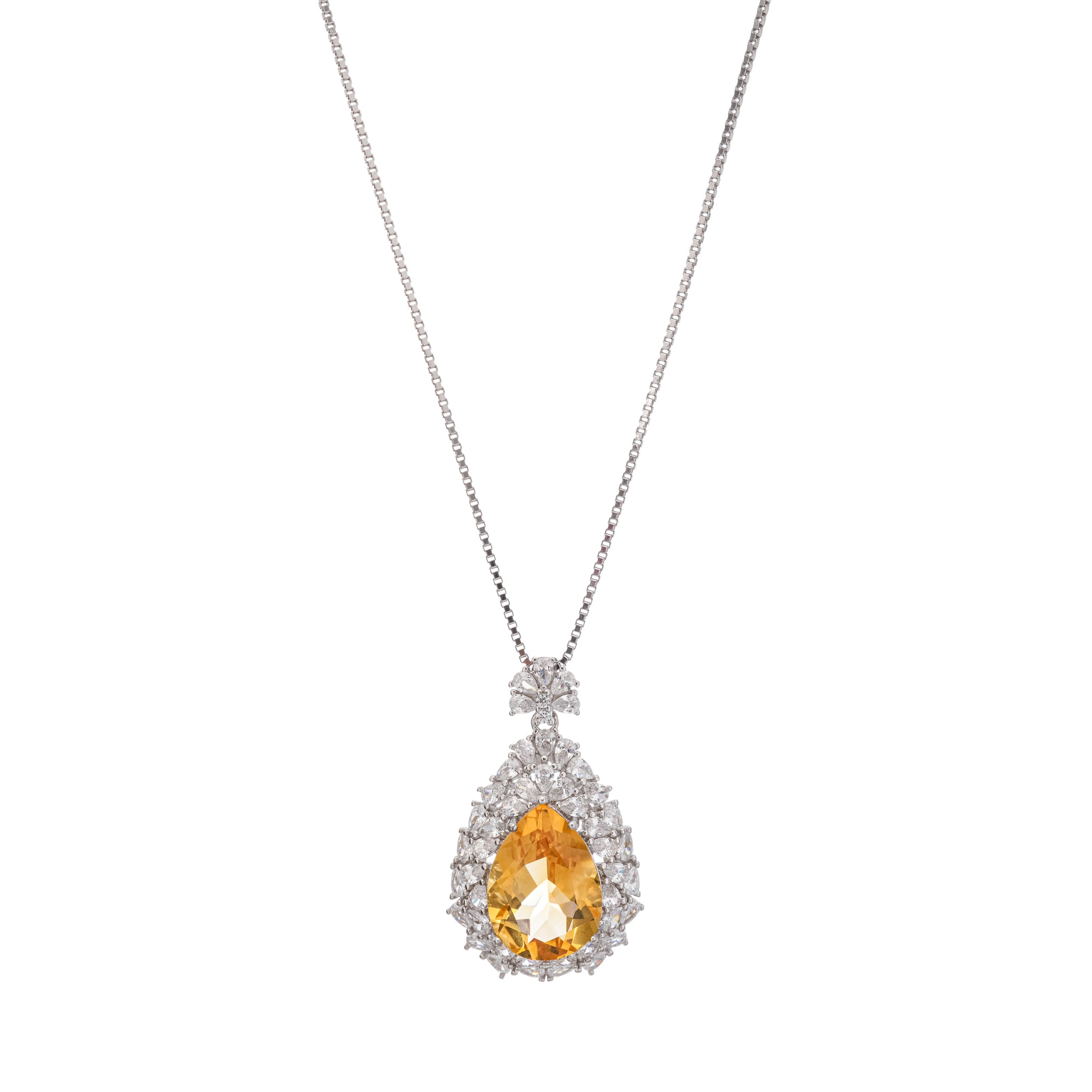 قلادة جيولا الصفراء على شكل دمعة من الفضة الإسترلينية مرصعة بأحجار كريمة