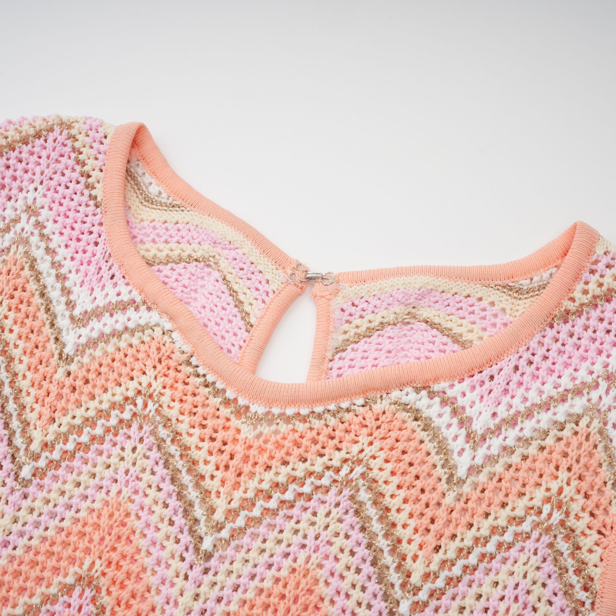 طقم إيرينا بينك متعرج بنقطة محبوكة متناسقة