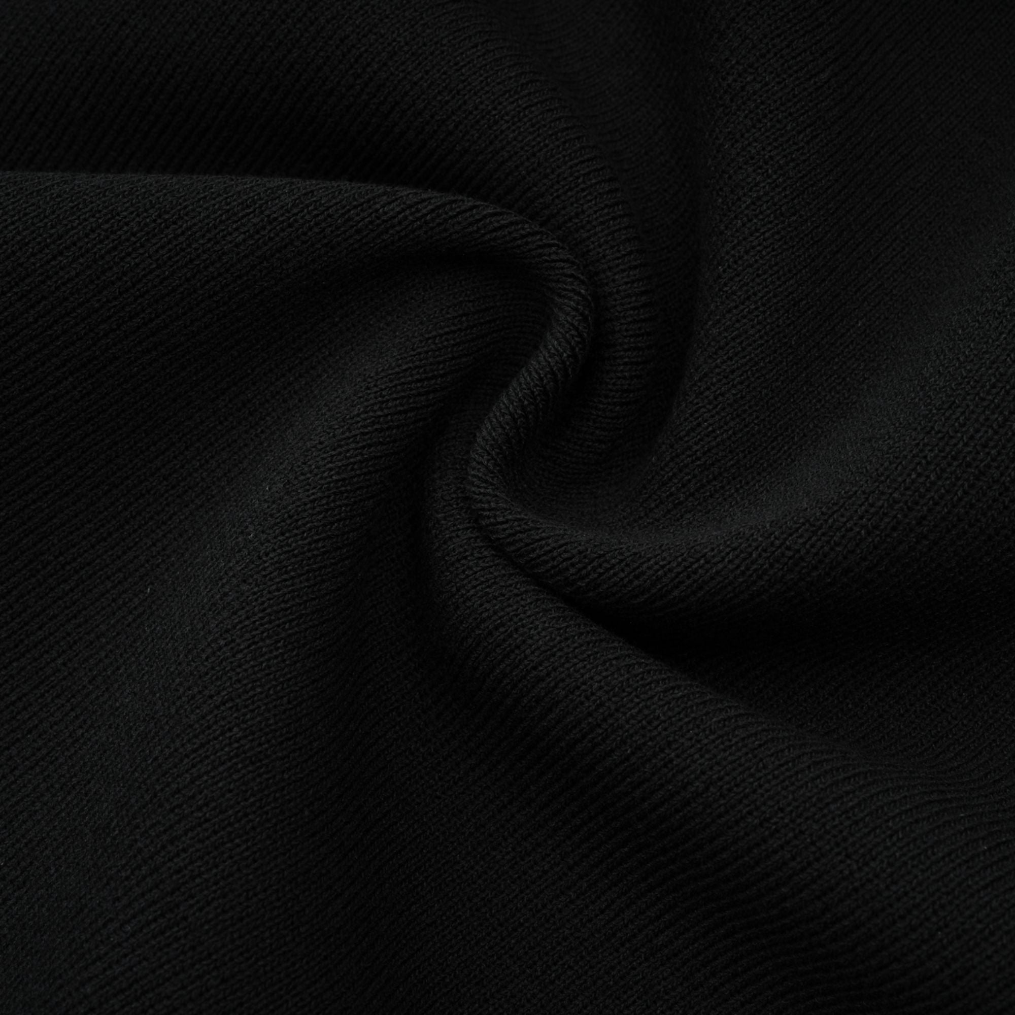 فستان قصير محبوك مزين بالكشكشة باللون الأسود من فابيان