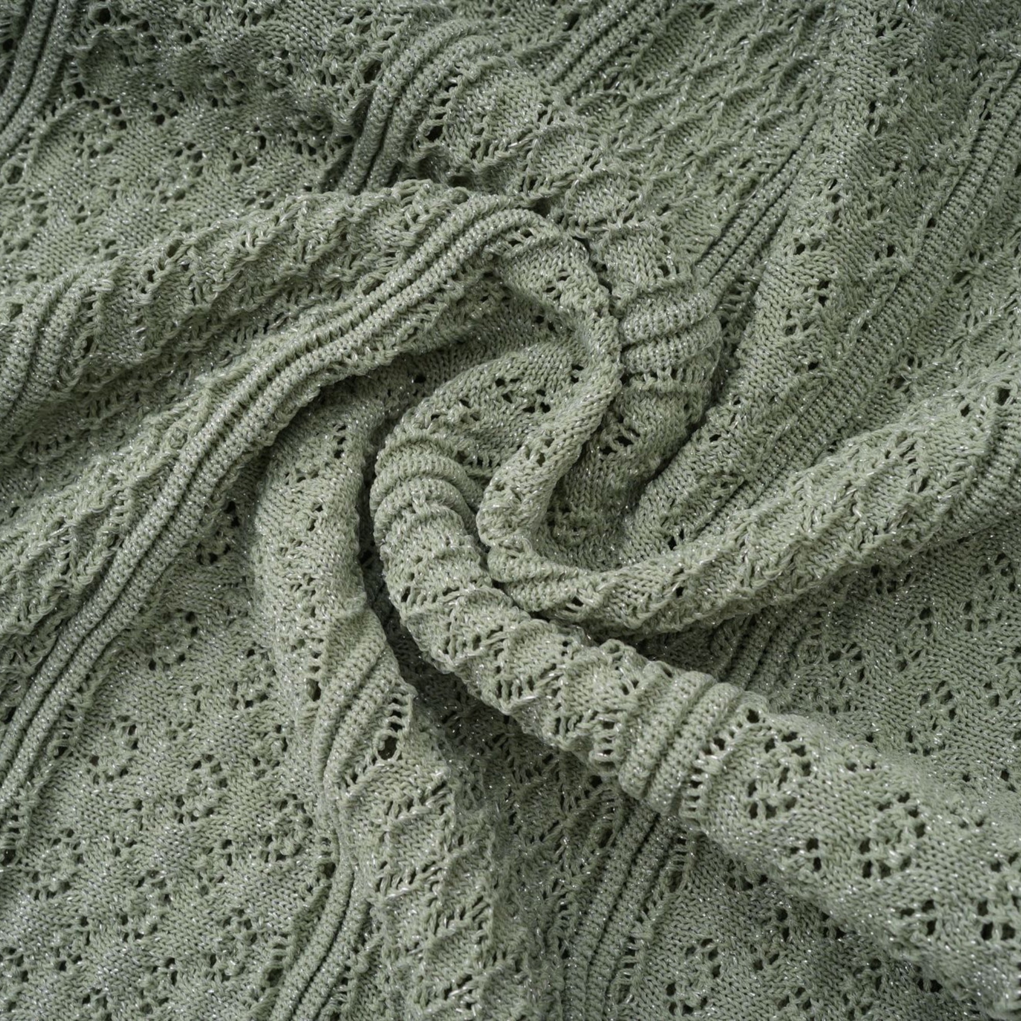 Siena green shirred crochet-knit maxi dress