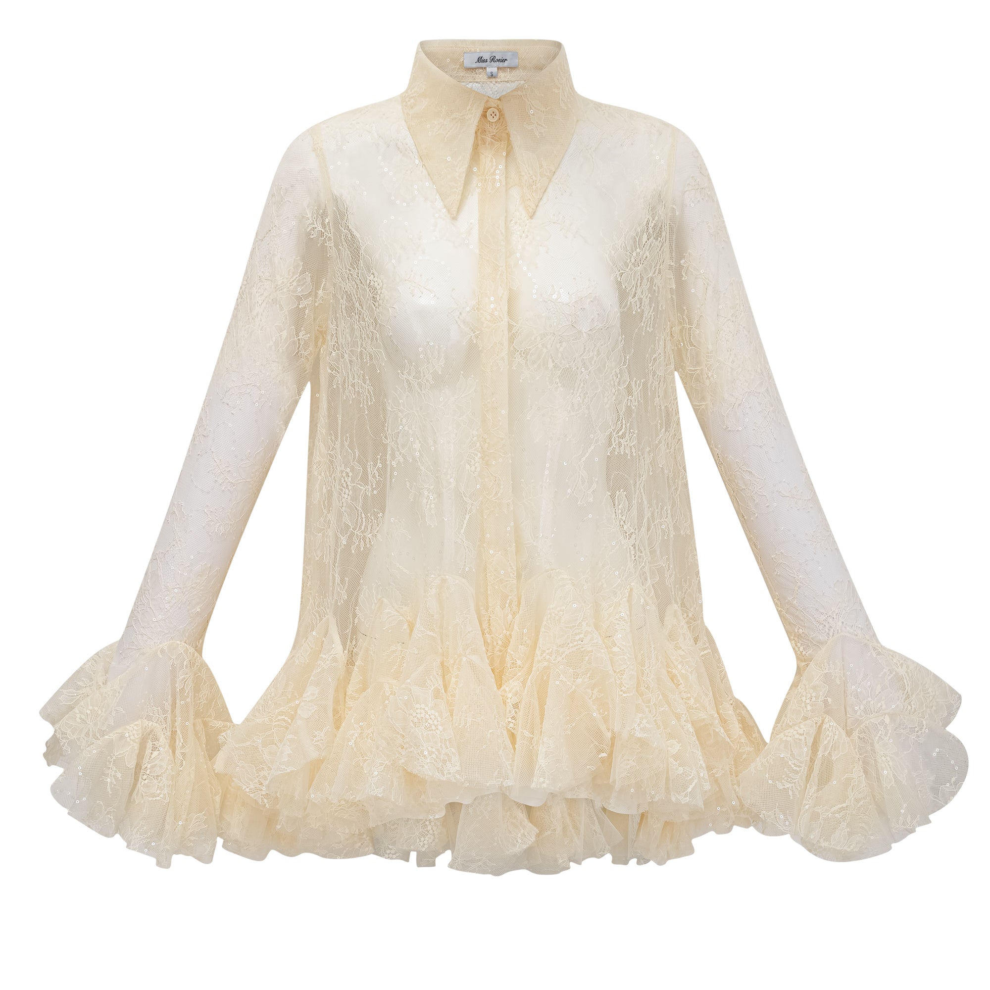 بلوزة إنغريد من الدانتيل بتصميم بيبلوم محايد