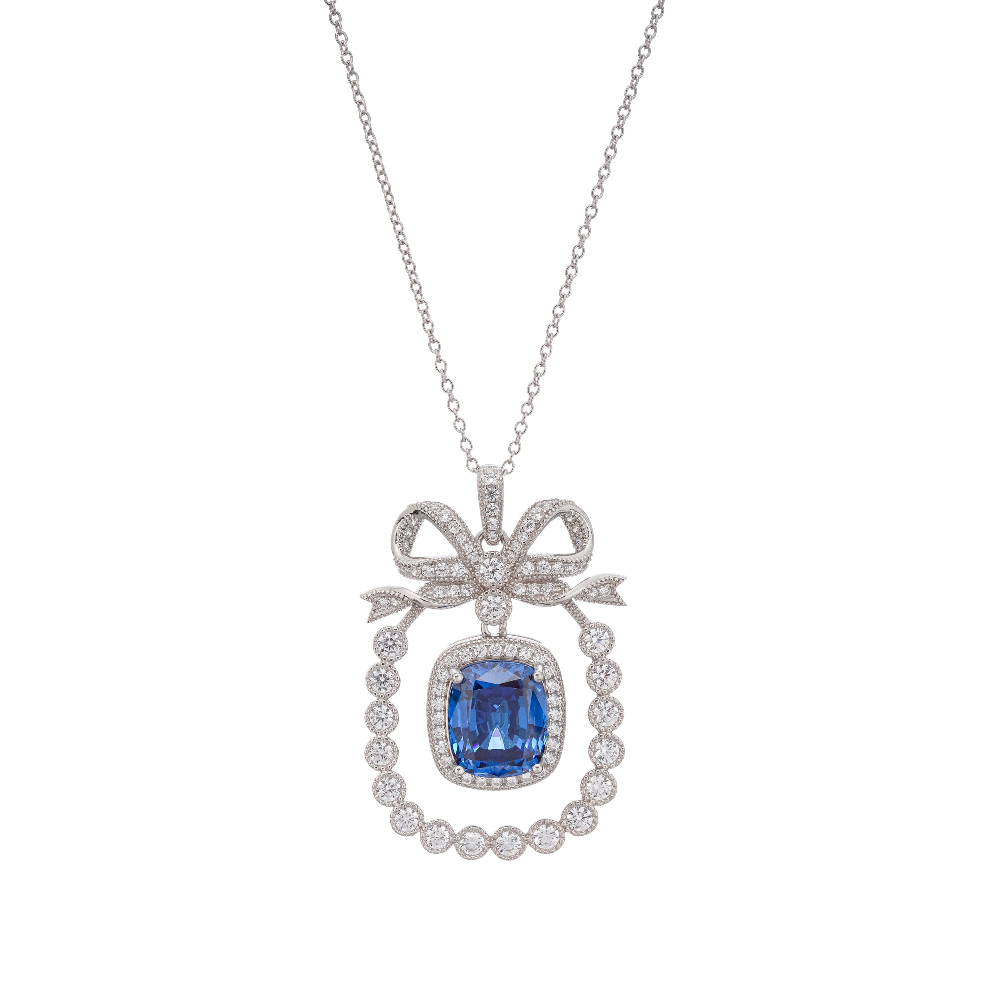 Kaisu Blue Bow Gemstone Pendant Sterling Silver Necklace