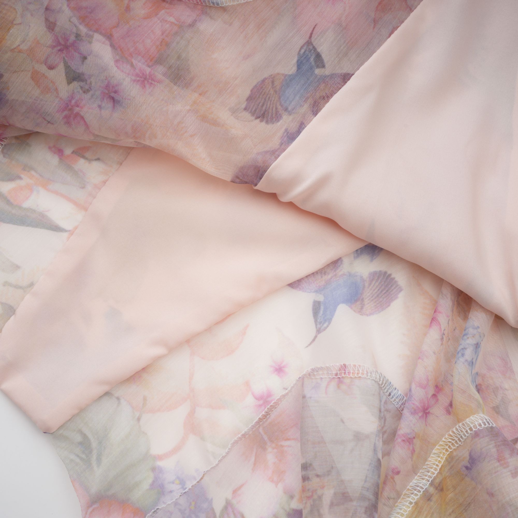 Aya Pink Godet Floral Mini Dress