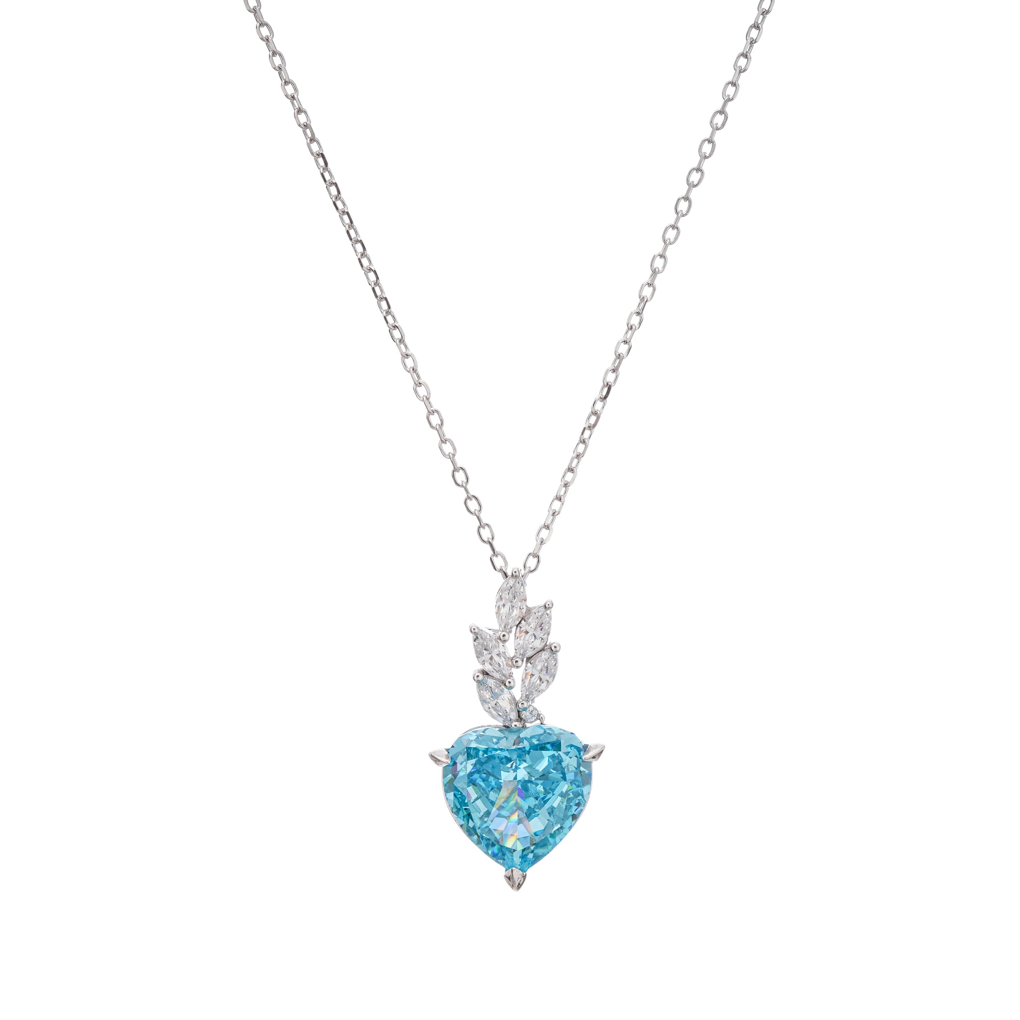 Cecilia Blue Heart Gemstone Pendant Sterling Silver Necklace