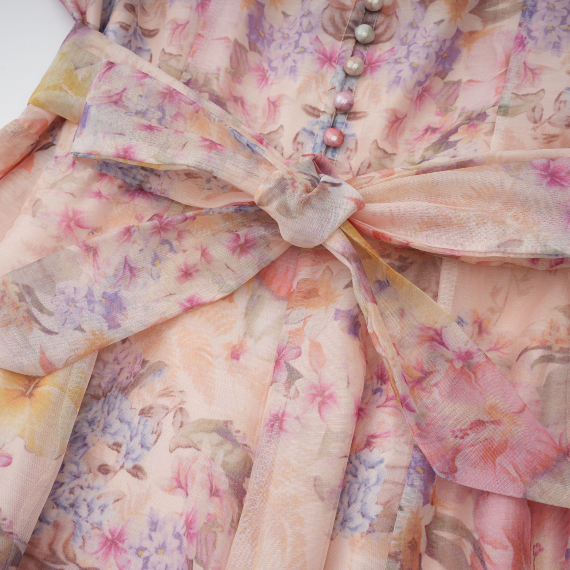 Aya Pink Godet Floral Mini Dress