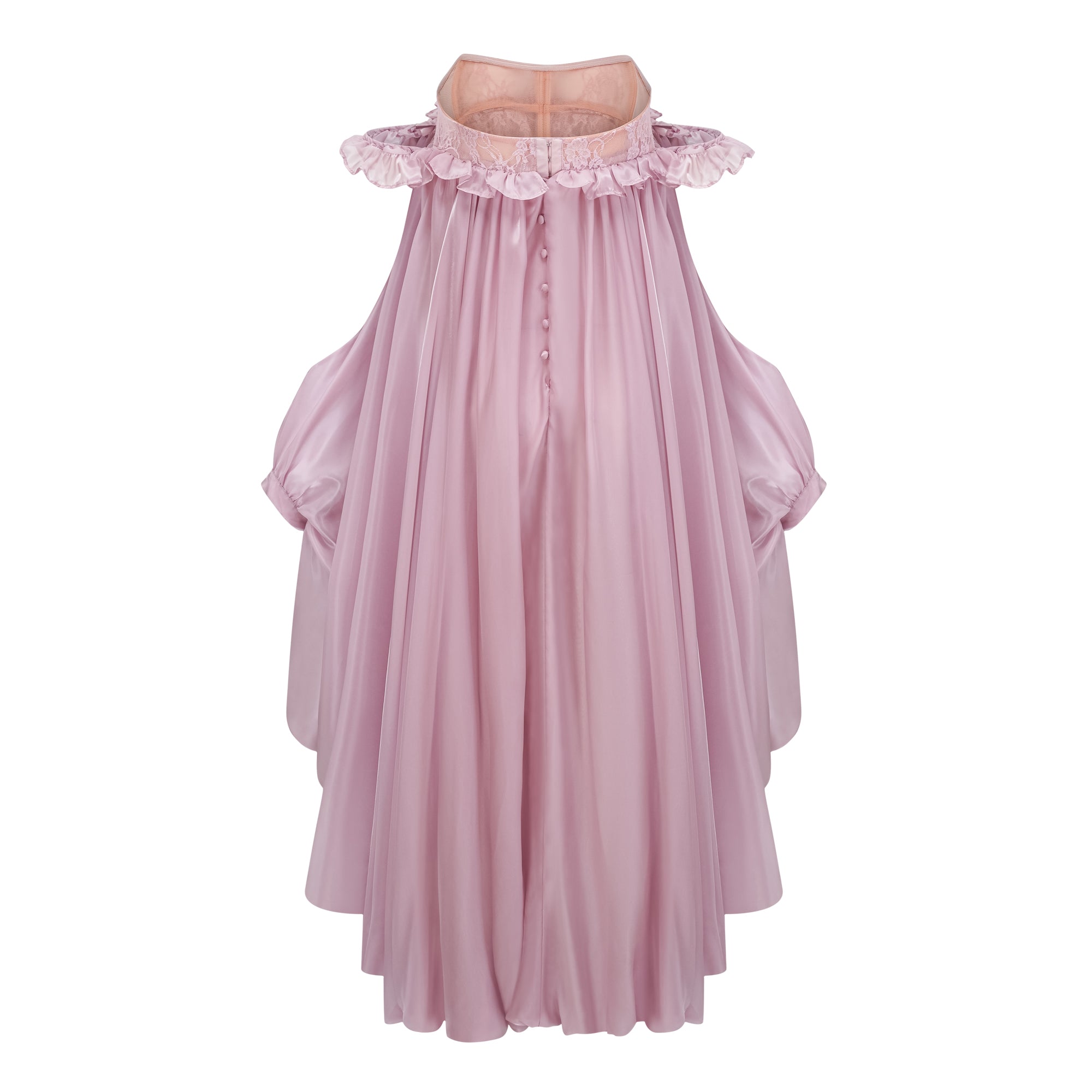 Brooklyn – Rosafarbenes Minikleid mit glänzendem Ballonsaum