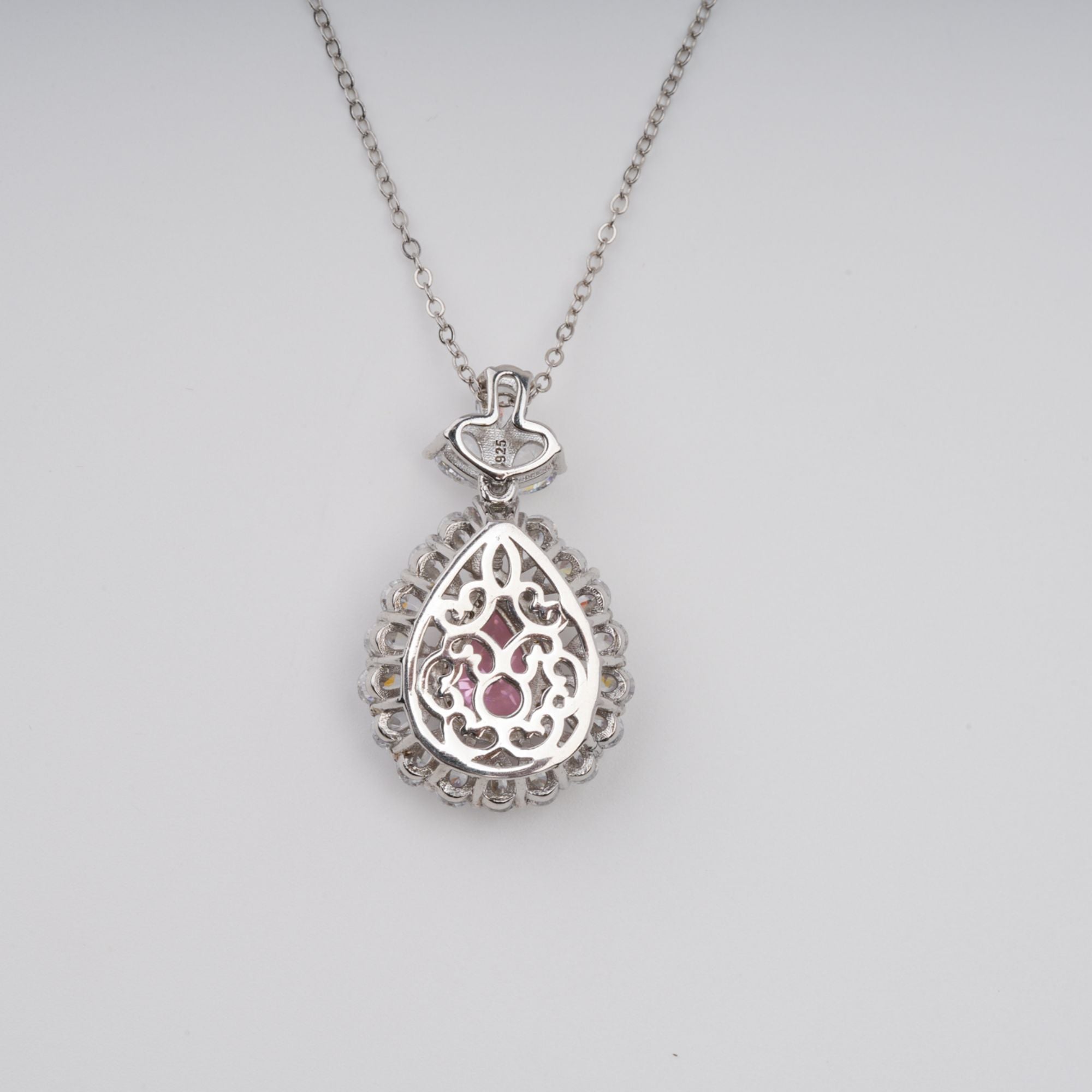 Rikka Pink Oval Cut Gemstone Pendant Sterling Silver Necklace