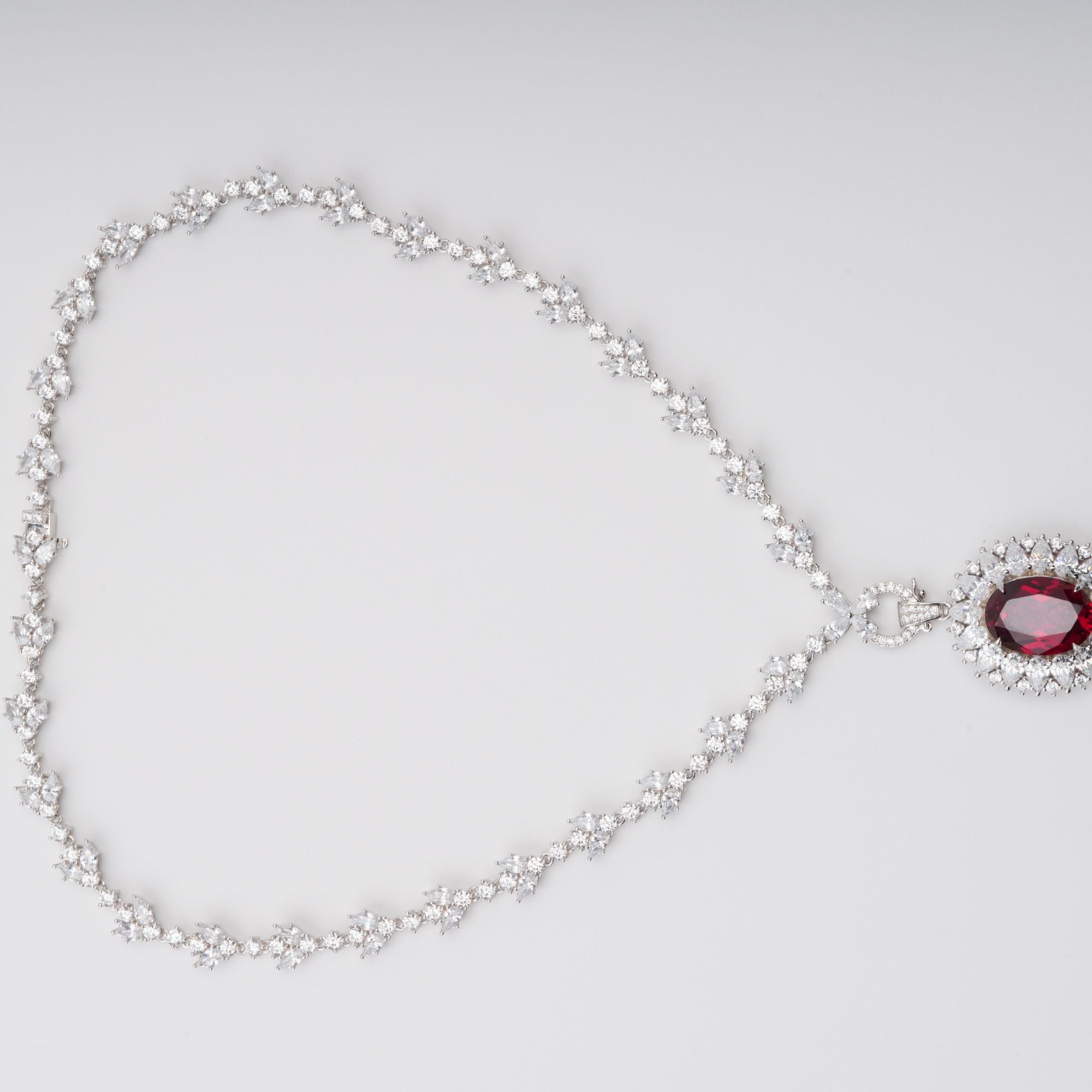 Eini Red Oval Cut Gemstone Pendant Sterling Silver Necklace