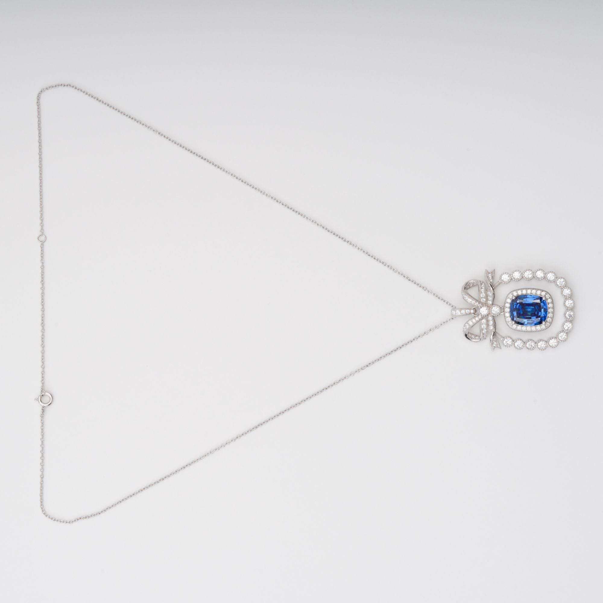 Kaisu Blue Bow Gemstone Pendant Sterling Silver Necklace