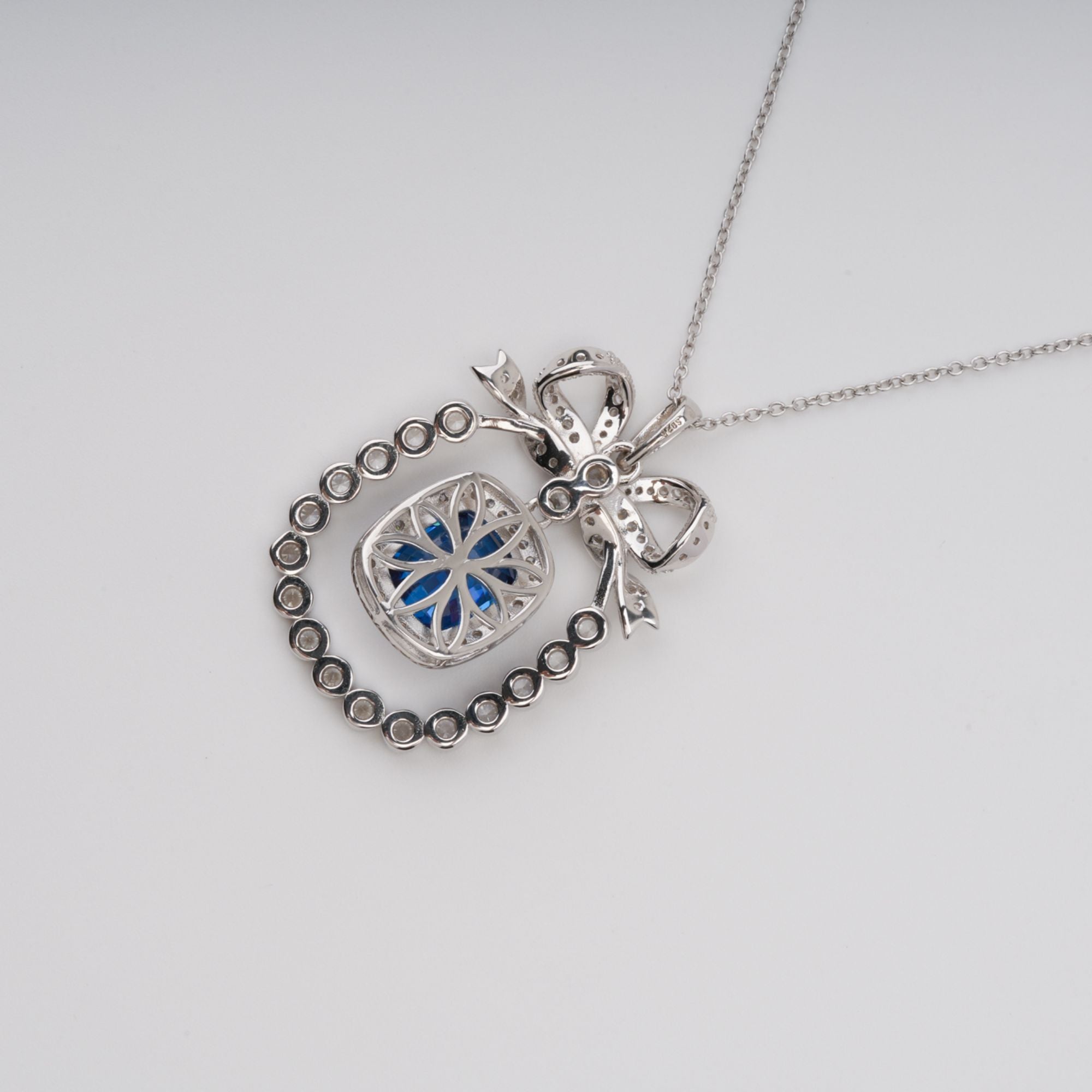 Kaisu Blue Bow Gemstone Pendant Sterling Silver Necklace