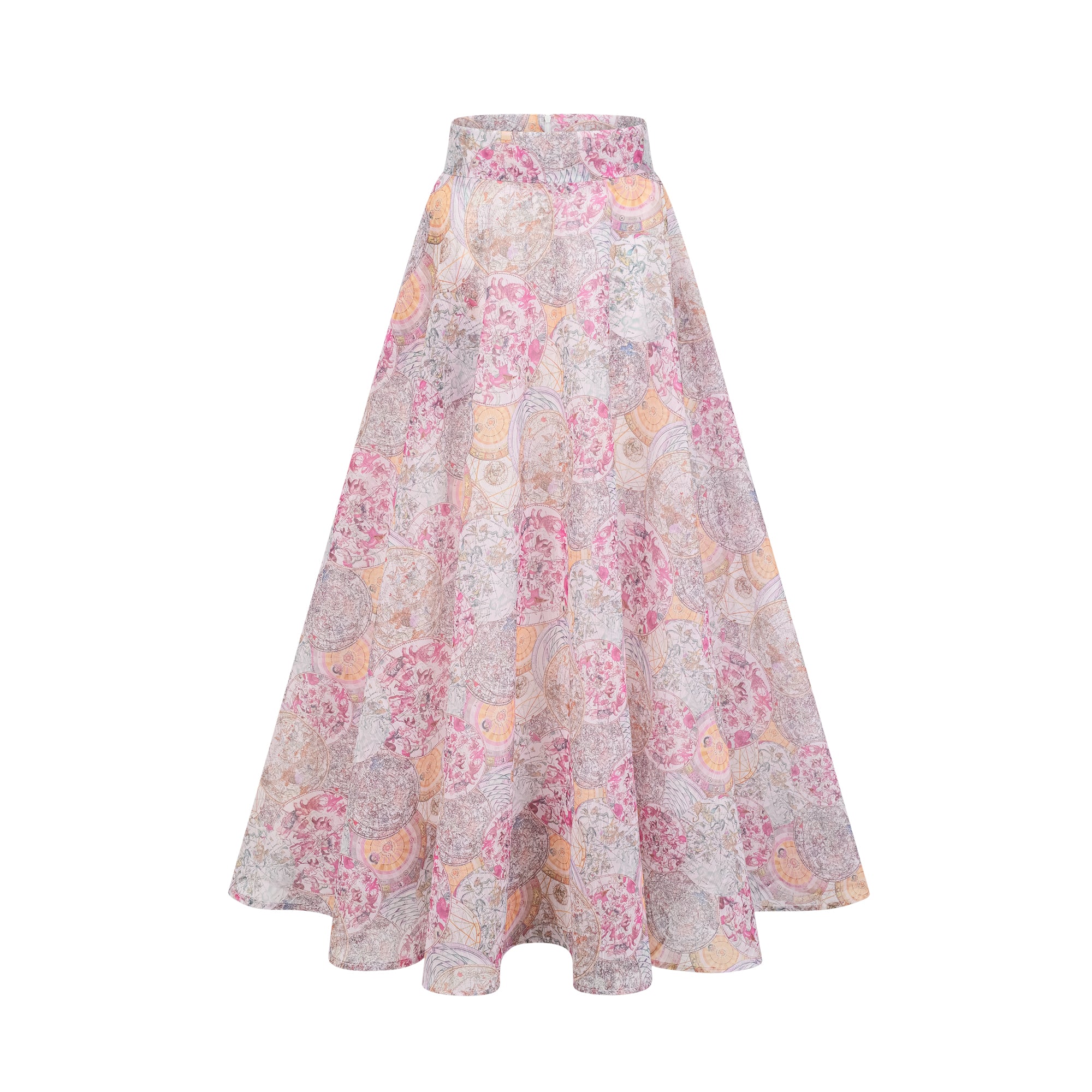 Cherry pink pattern-print shirt & skirt matching set(Final Sale)