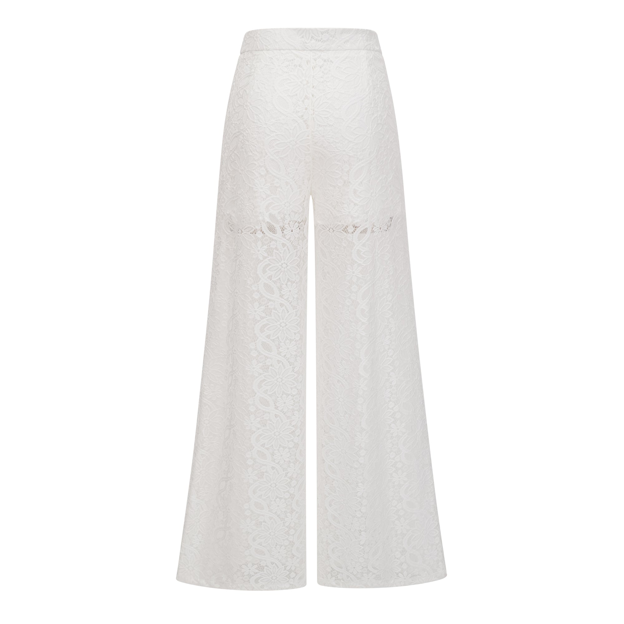 Loana White Floral Lace Top & Trousers Set