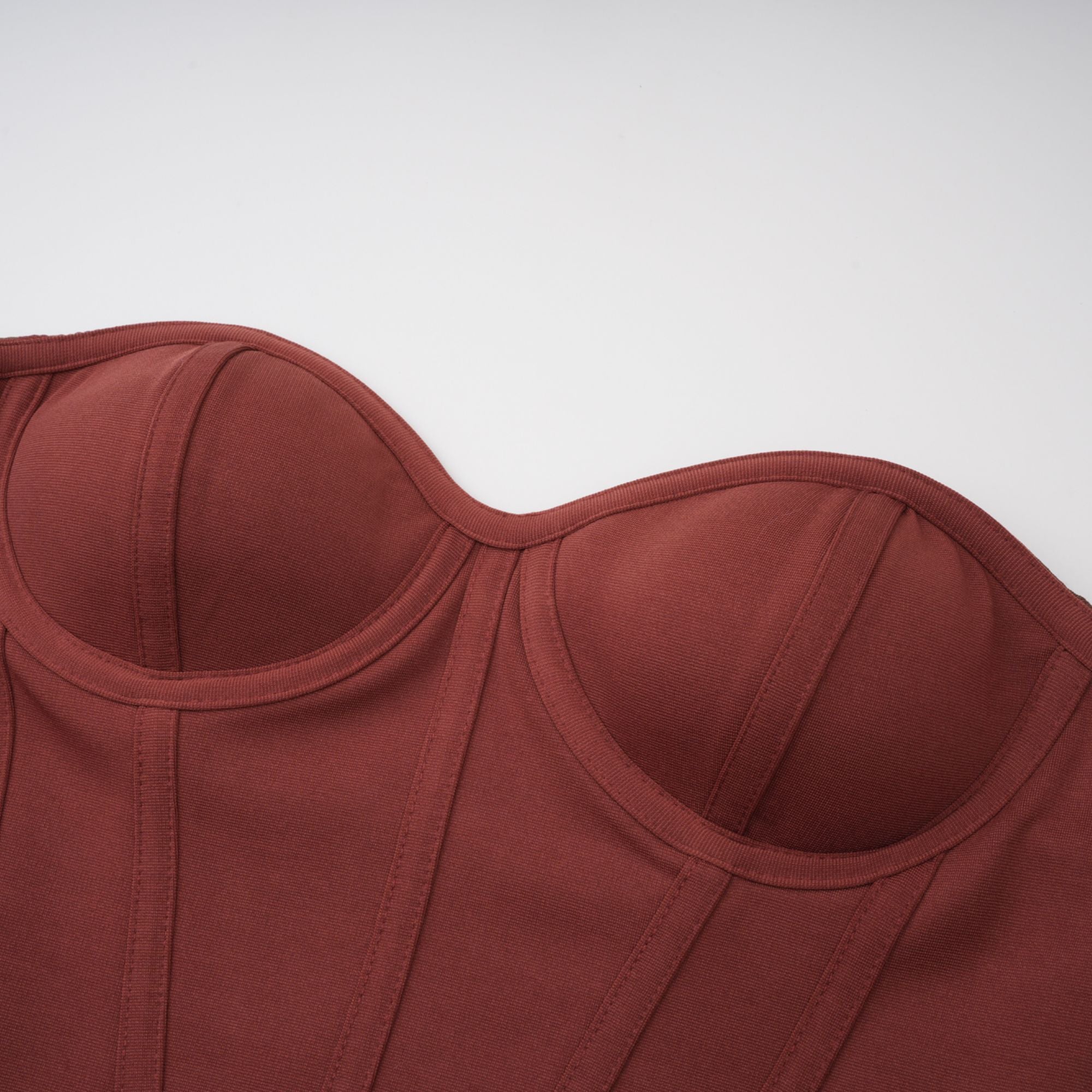 Delphine ribbon-design corset maxi dress in Brown