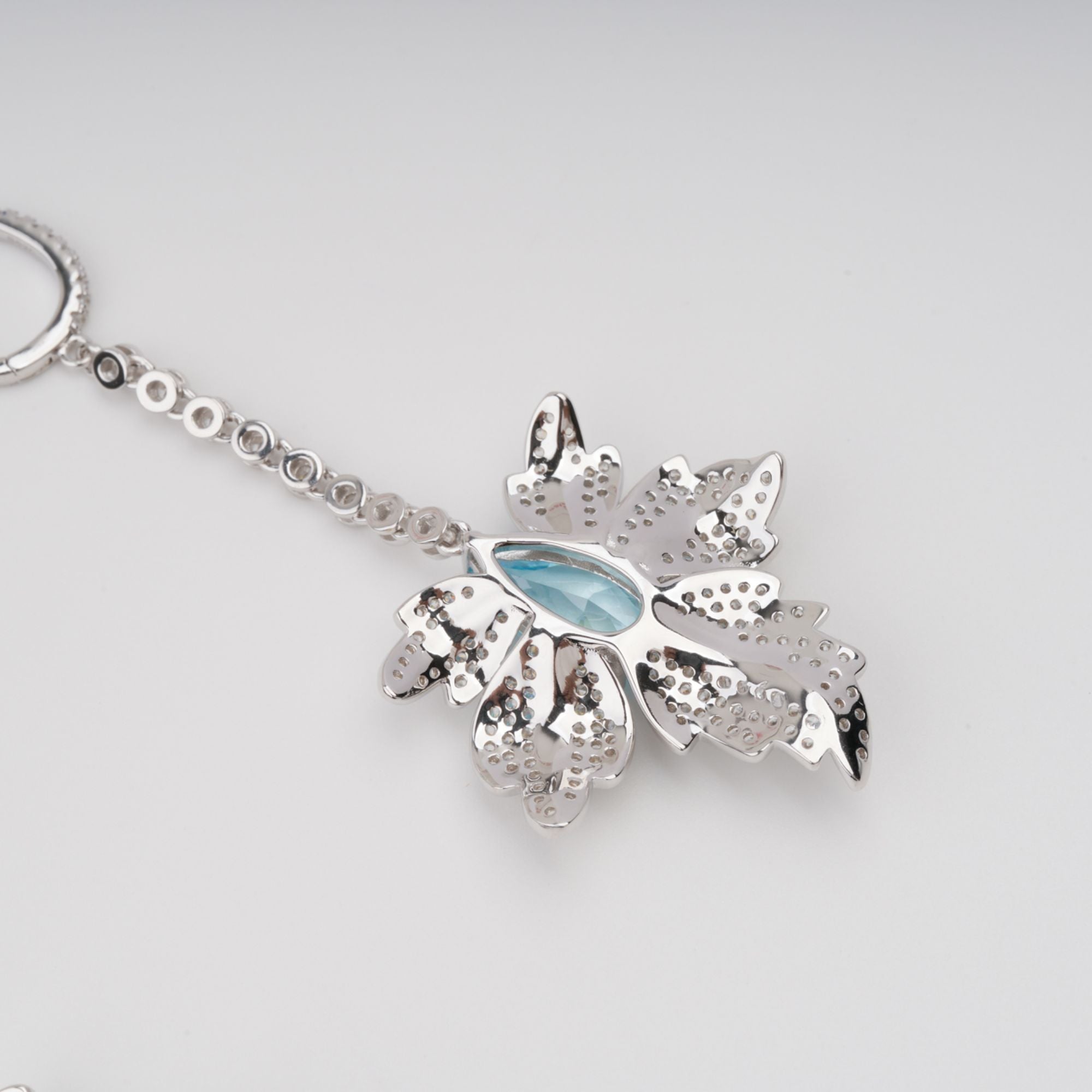 Vilhelmiina Blue Leaf Gemstone Dangle Sterling Silver Earrings