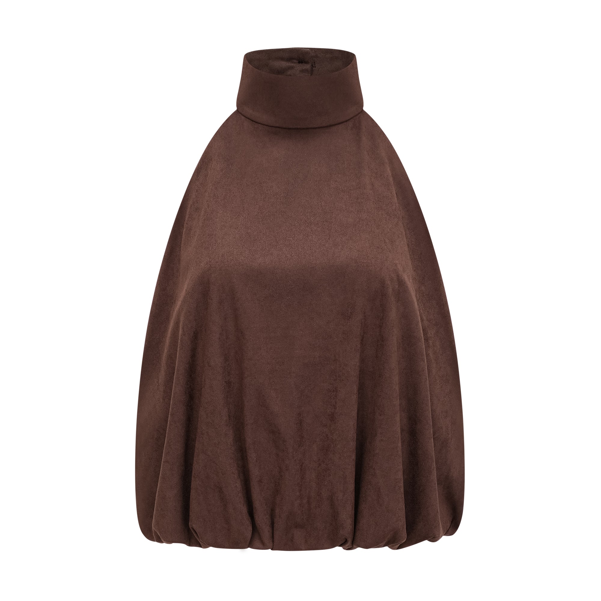 طقم بلوزة وشورت من قماش سويدي بني بحافة مقسمة من تشاني