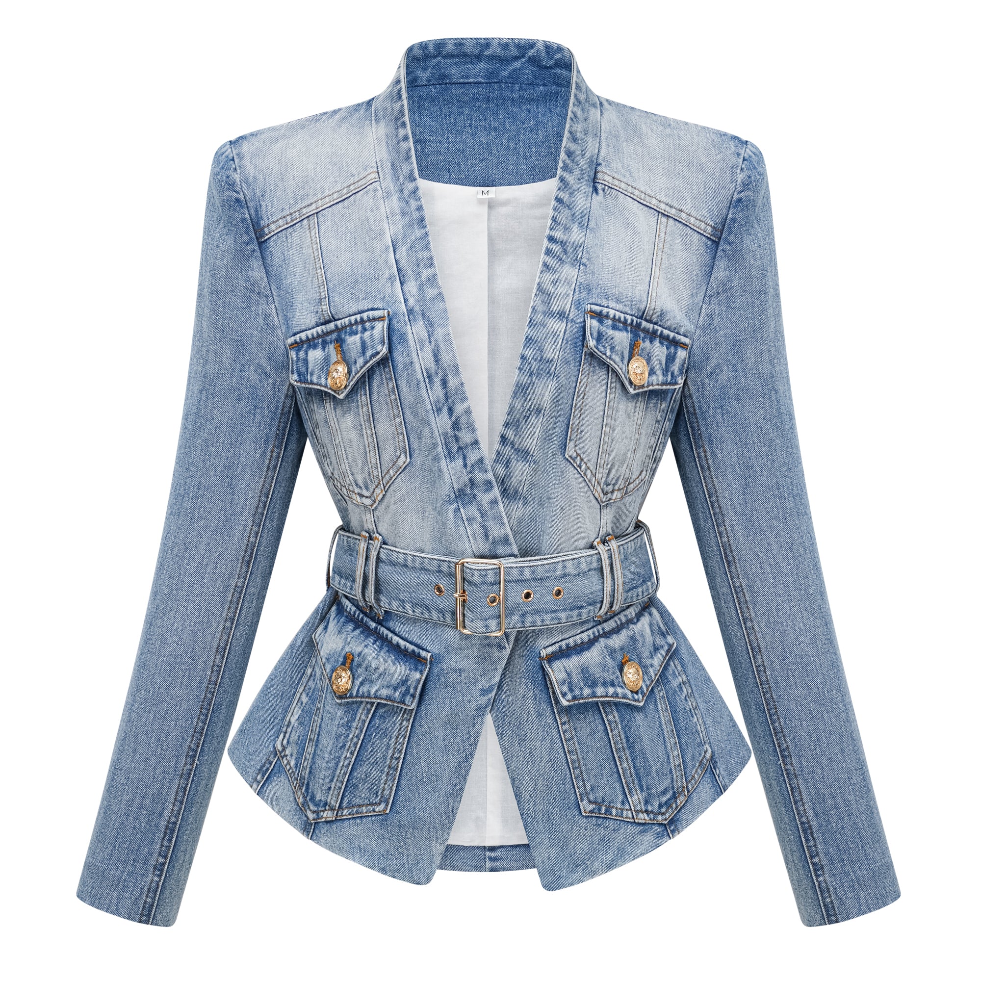 Edda Light Blue Belted Denim Jacket