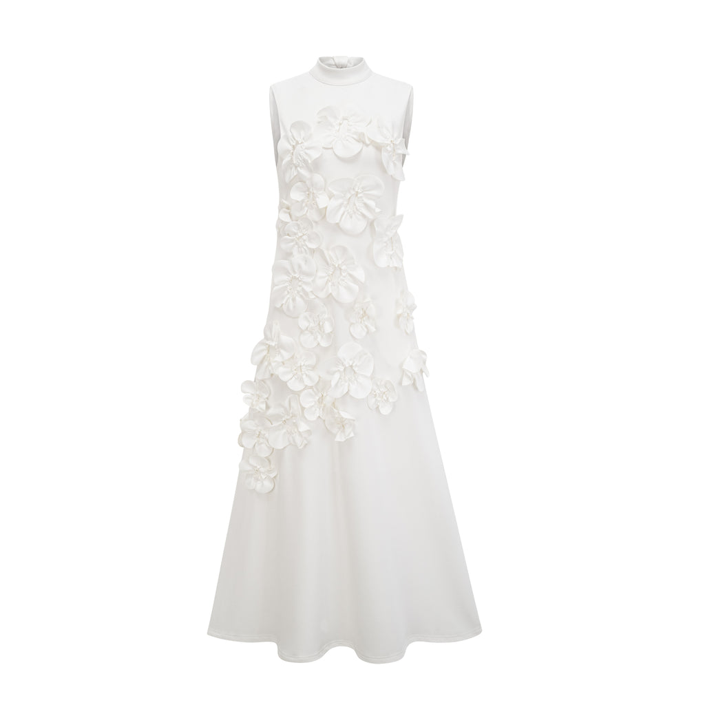 Serifine Floral Embellished Bow Maxi Dress White main image 0