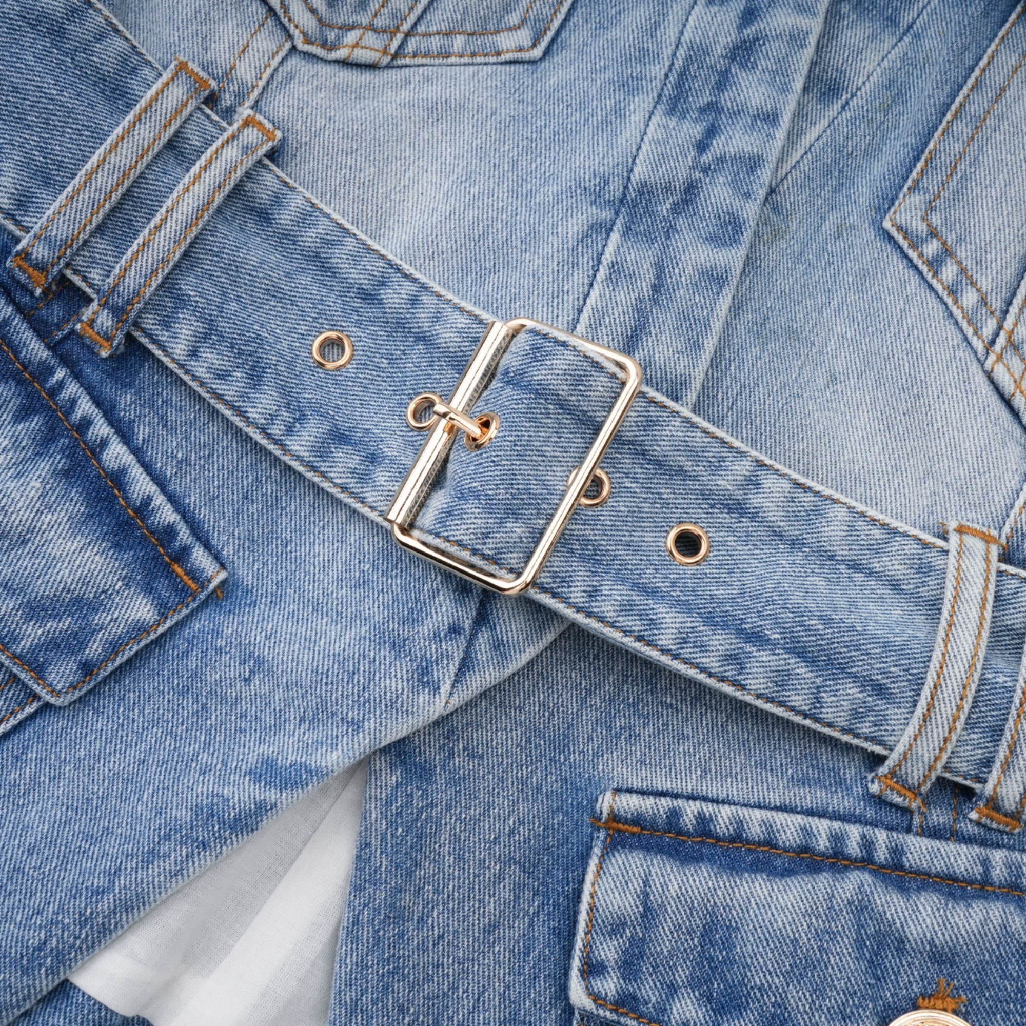 Edda Light Blue Belted Denim Jacket