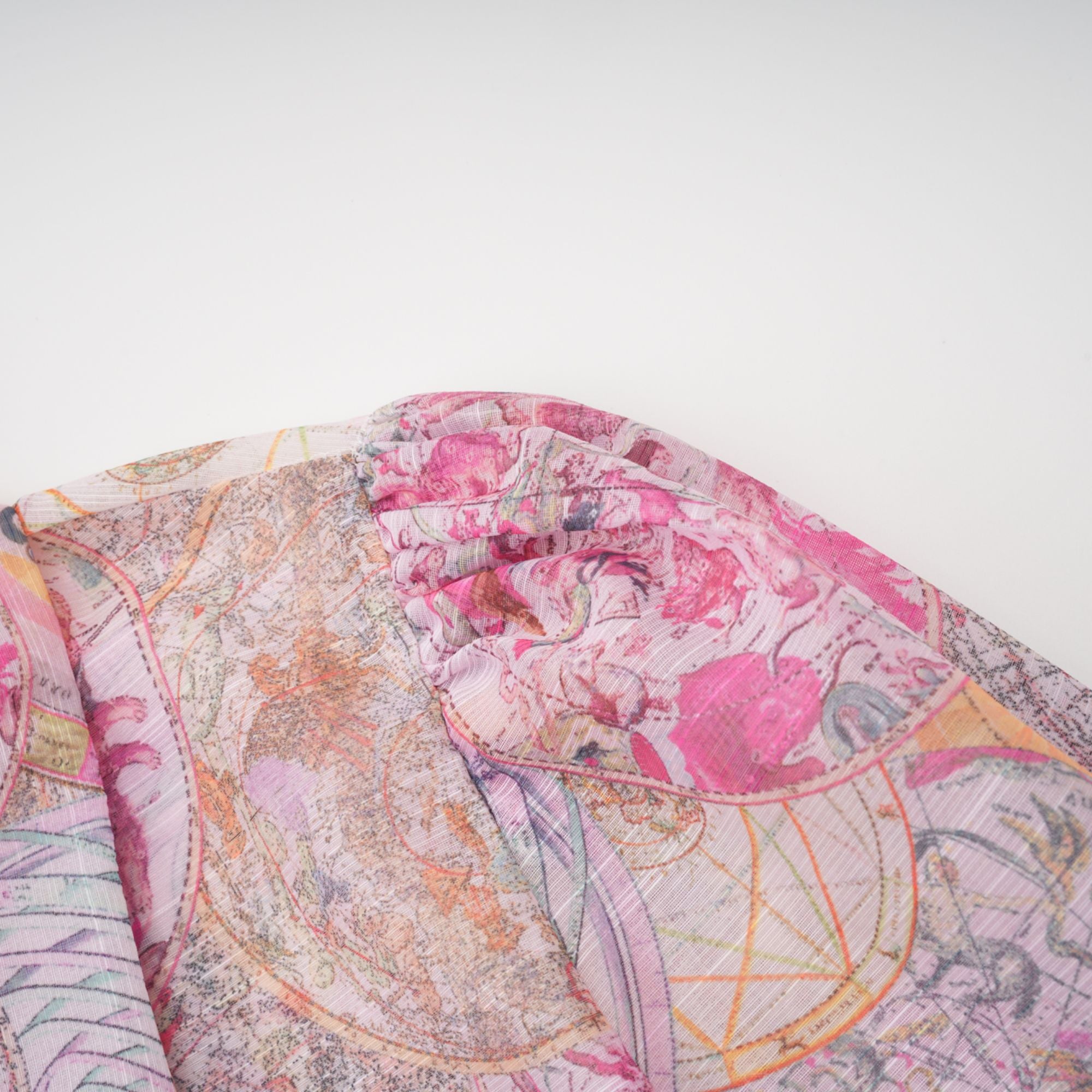 Cherry pink pattern-print shirt & skirt matching set(Final Sale)