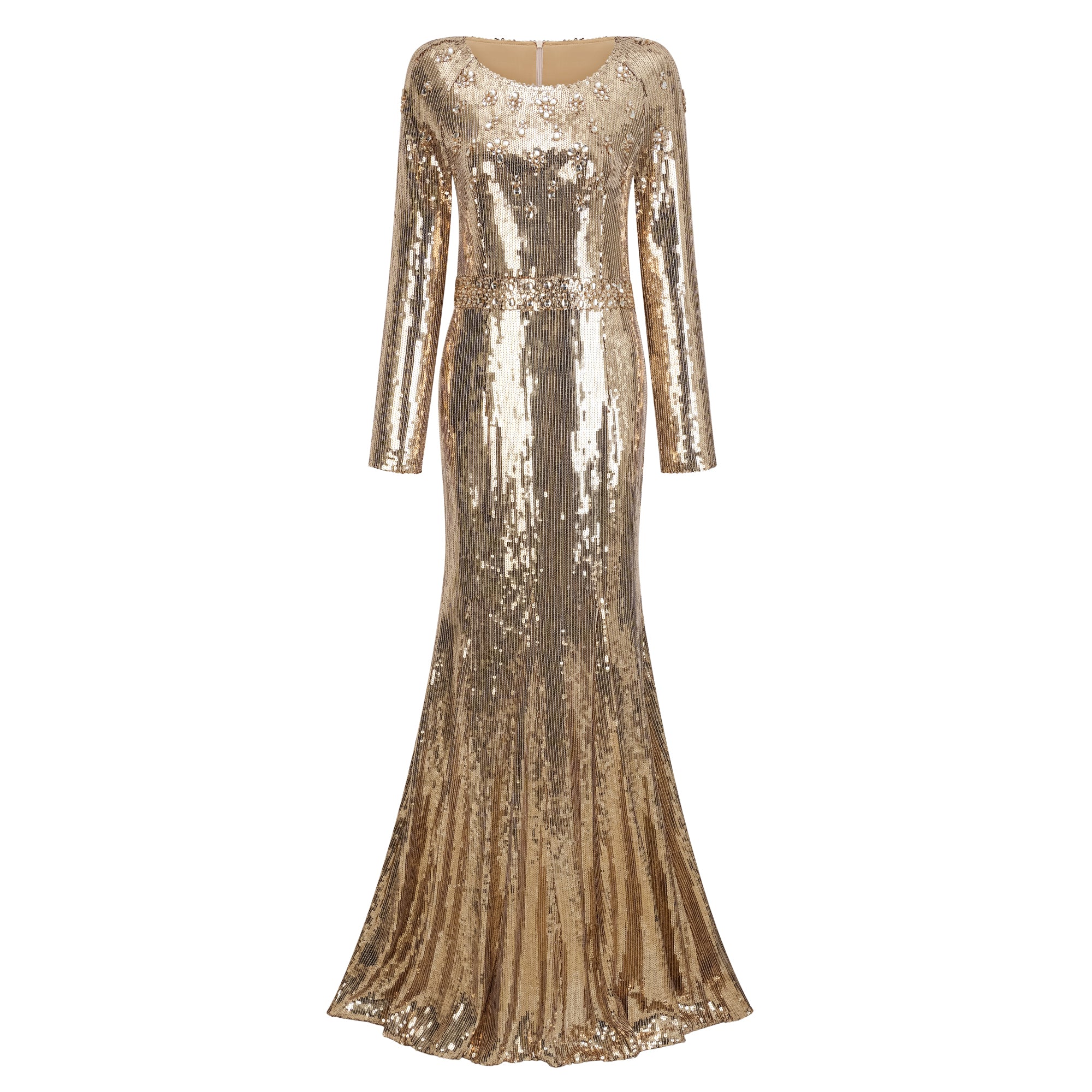 فستان فيديريكا ماكسي ذهبي مطرز بالترتر