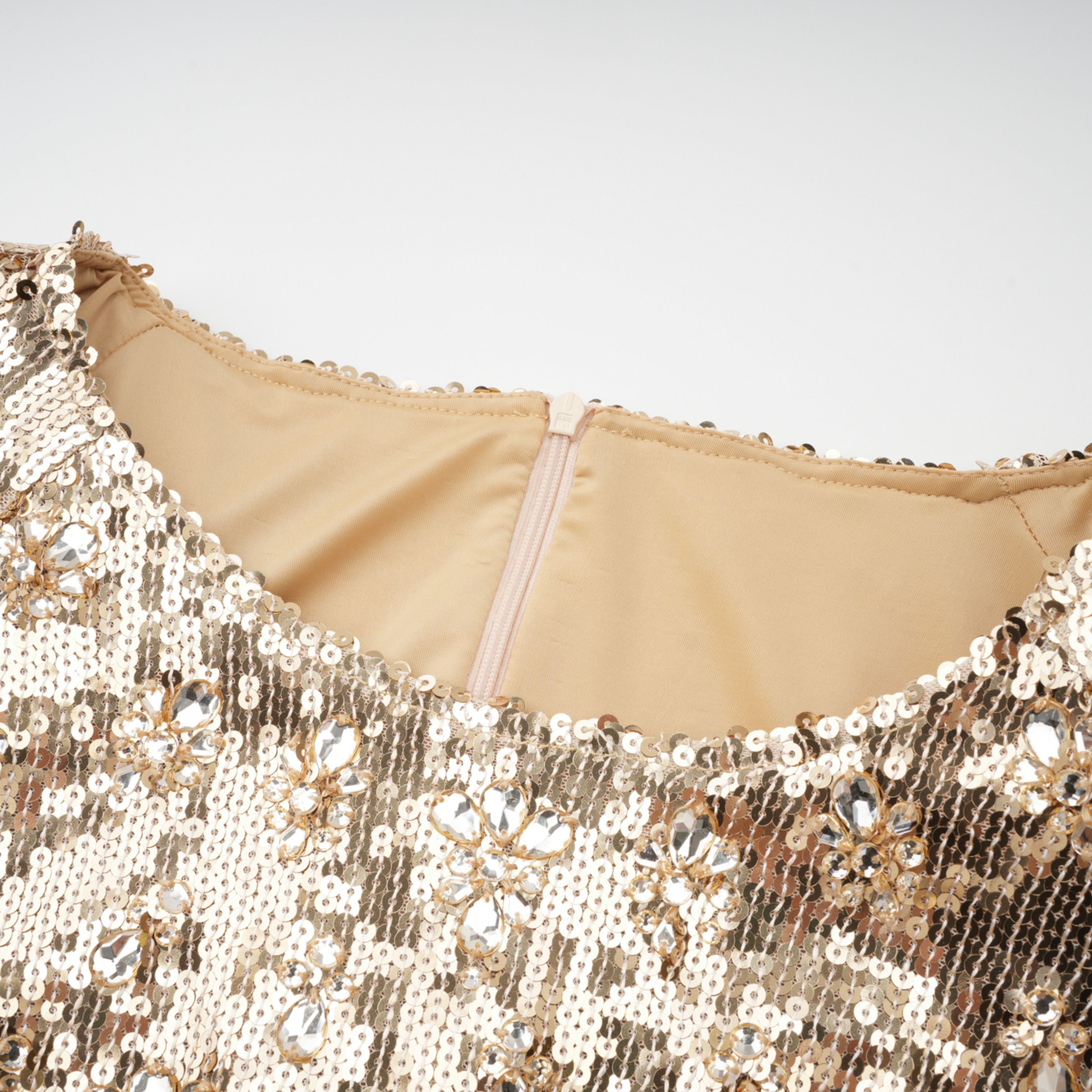 فستان فيديريكا ماكسي ذهبي مطرز بالترتر