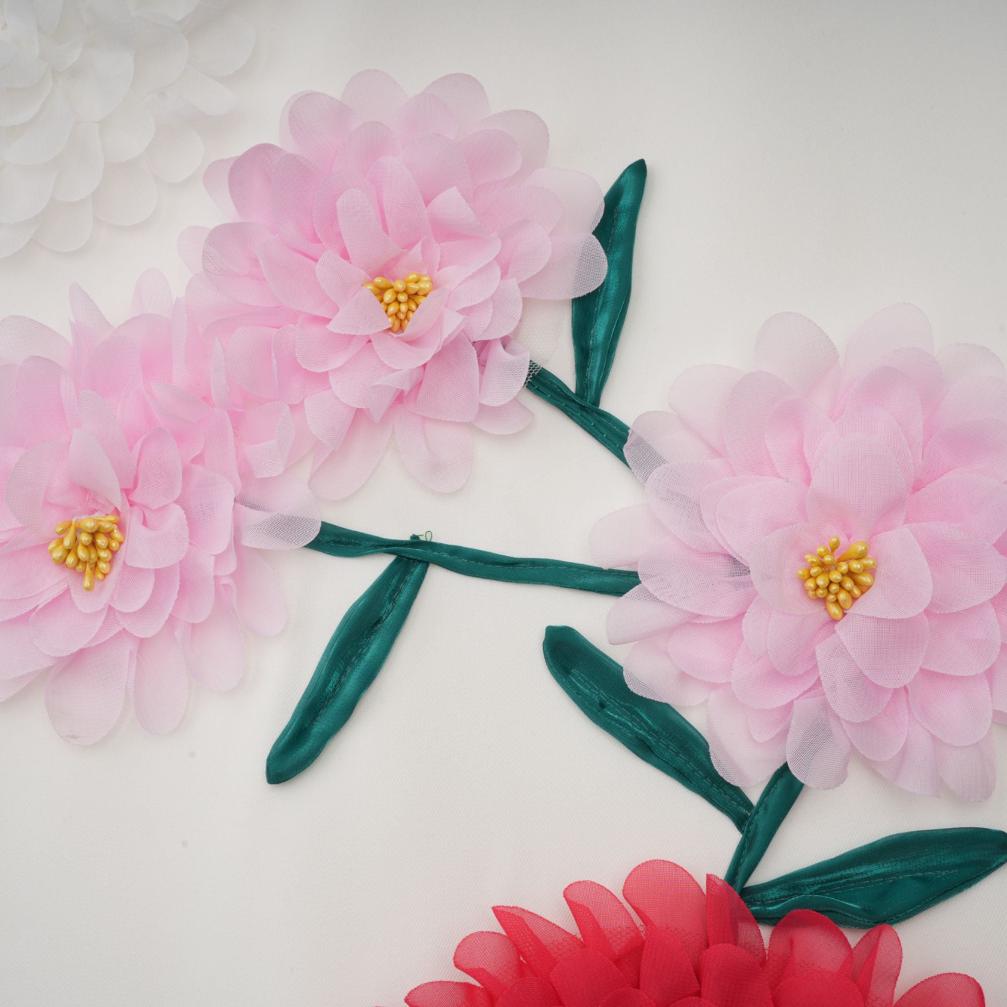 Véronique white 3d-petal sleeveless midi dress (Final Sale)