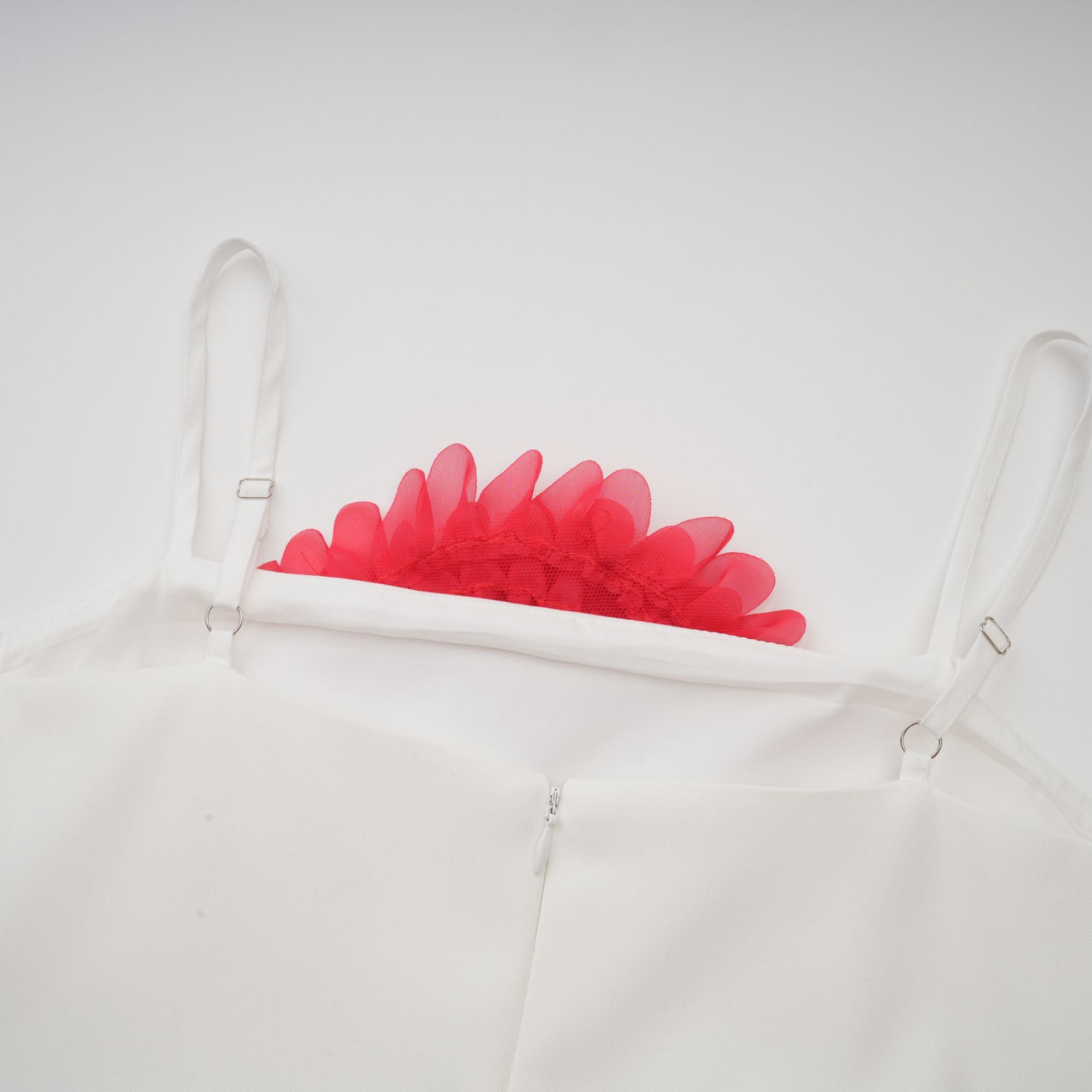 Véronique white 3d-petal sleeveless midi dress (Final Sale)